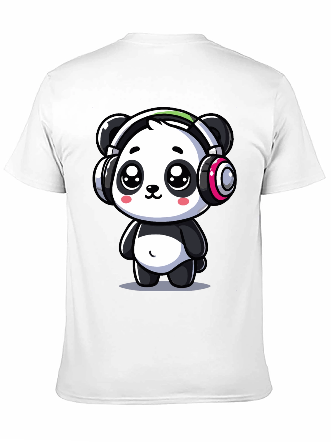 Cute Panda Headphones Graphic Tee - Black Cotton