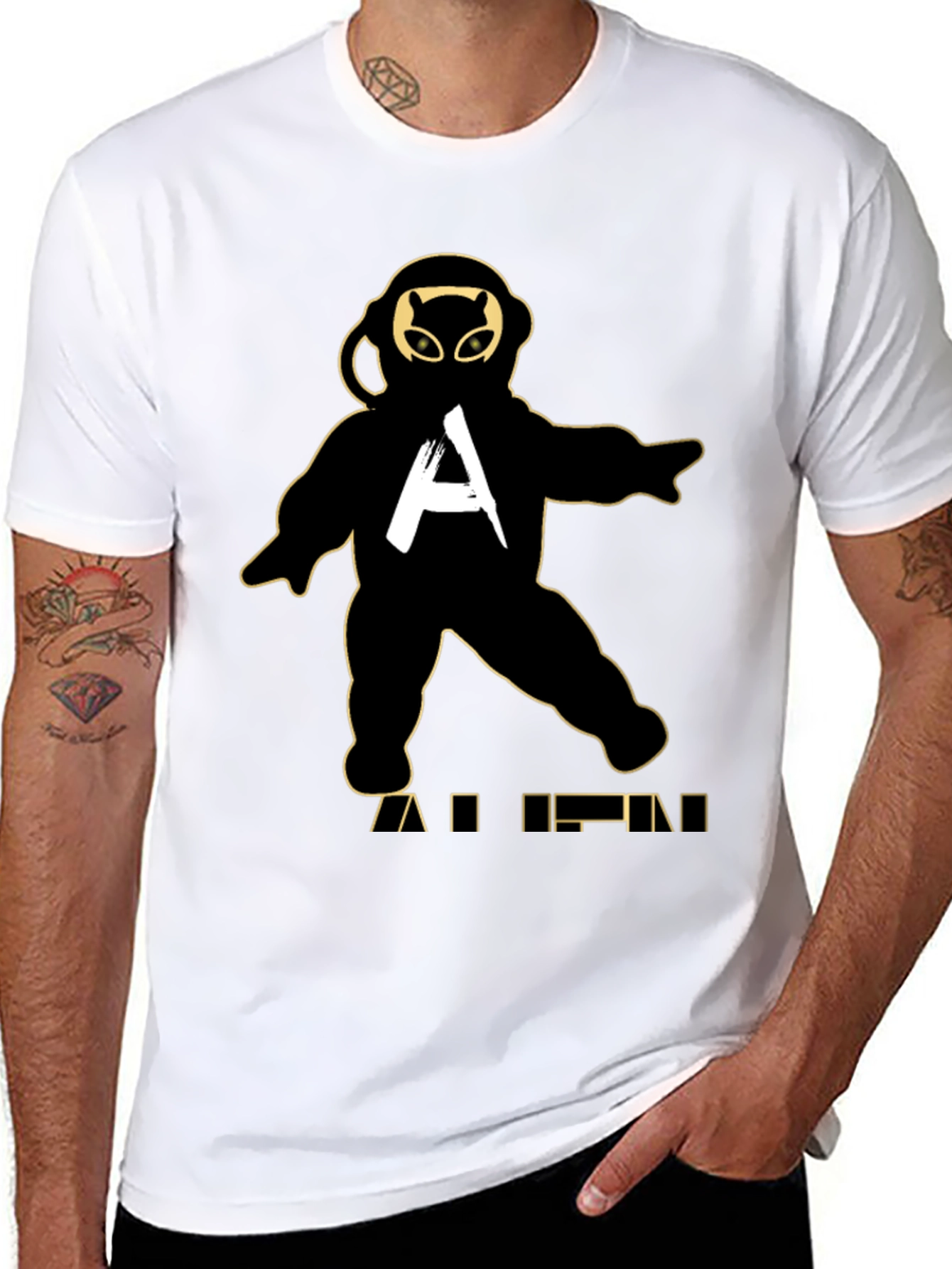Astronaut Alien Black Graphic Tee