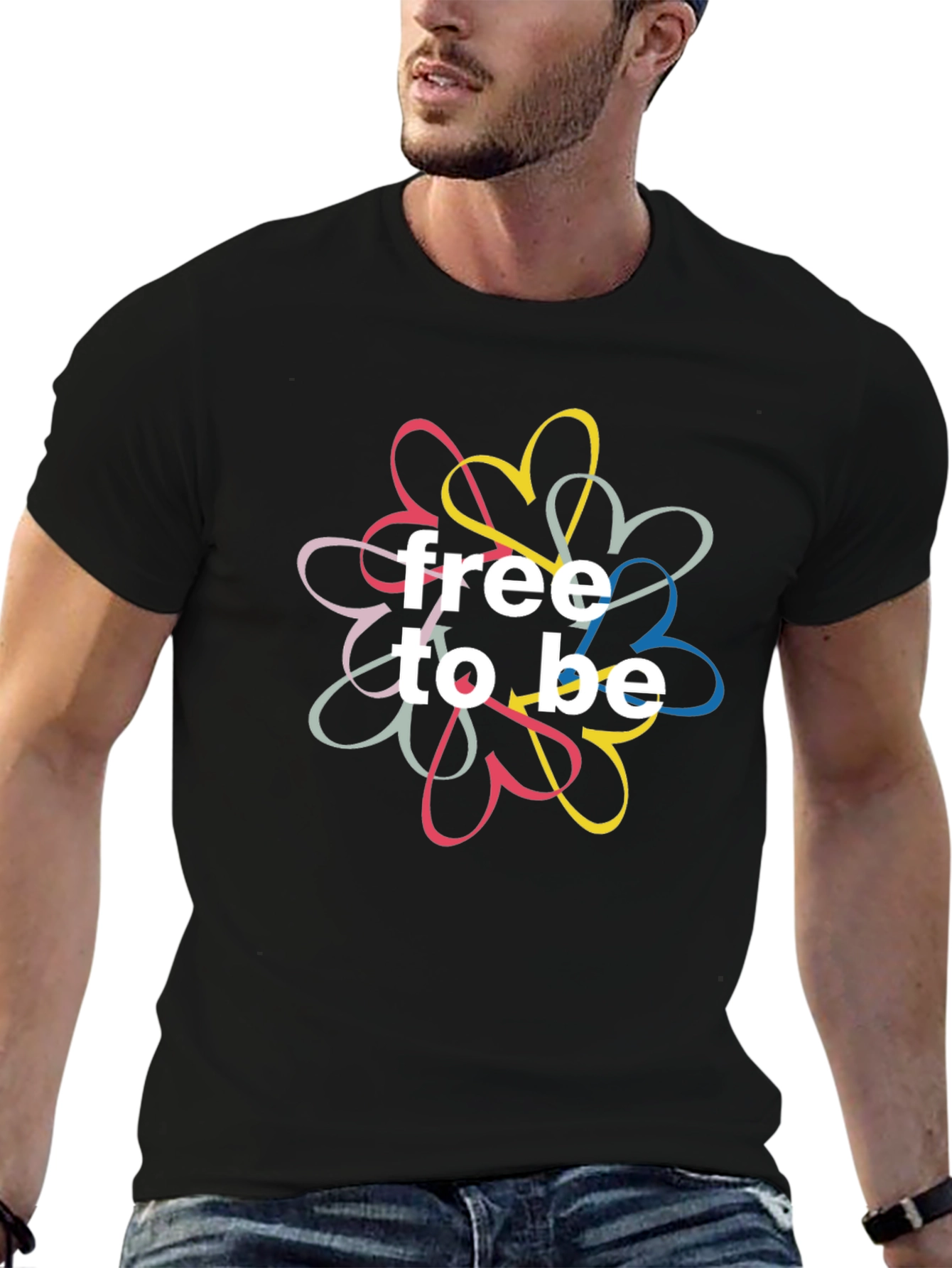 Free To Be Heart Graphic T-Shirt - Black