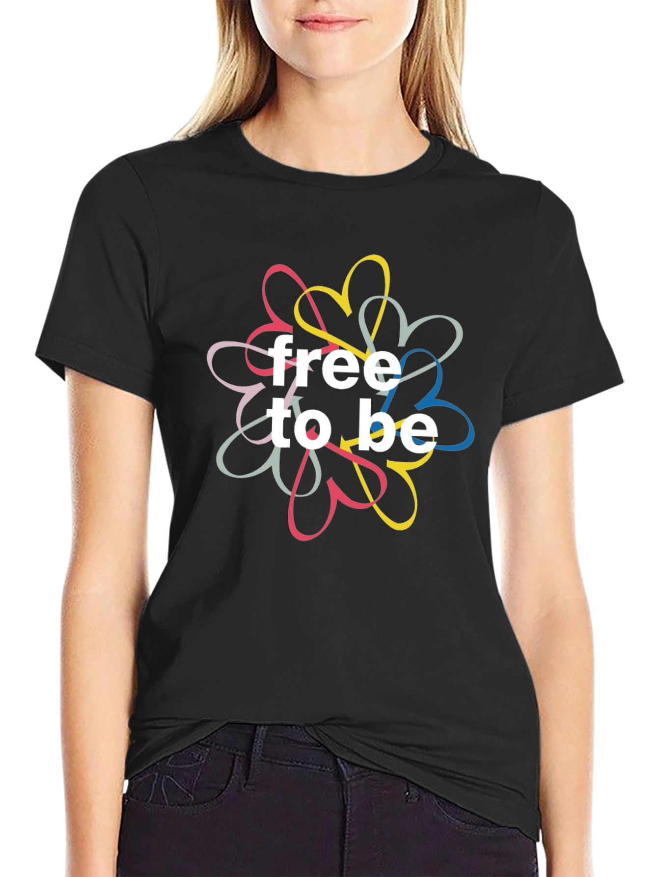 Free To Be Heart Graphic T-Shirt - Black