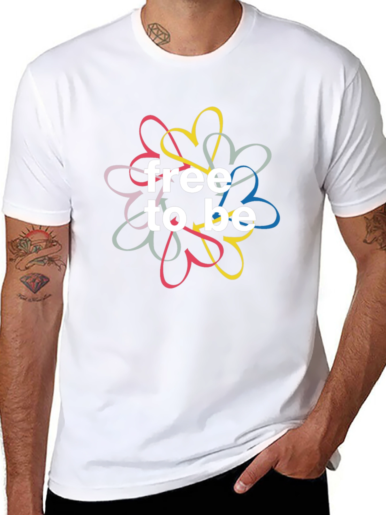 Free To Be Heart Graphic T-Shirt - Black