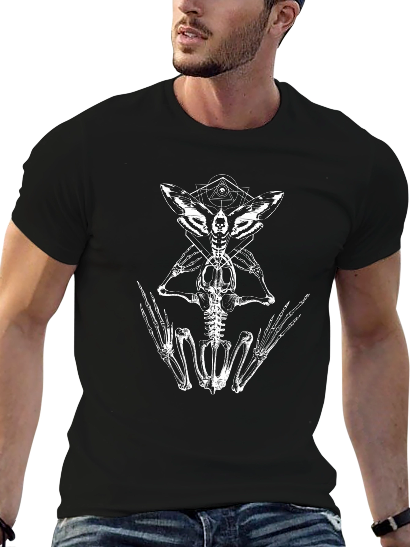 Skeleton Moth Graphic Tee - Dark Aesthetic T-Shirt