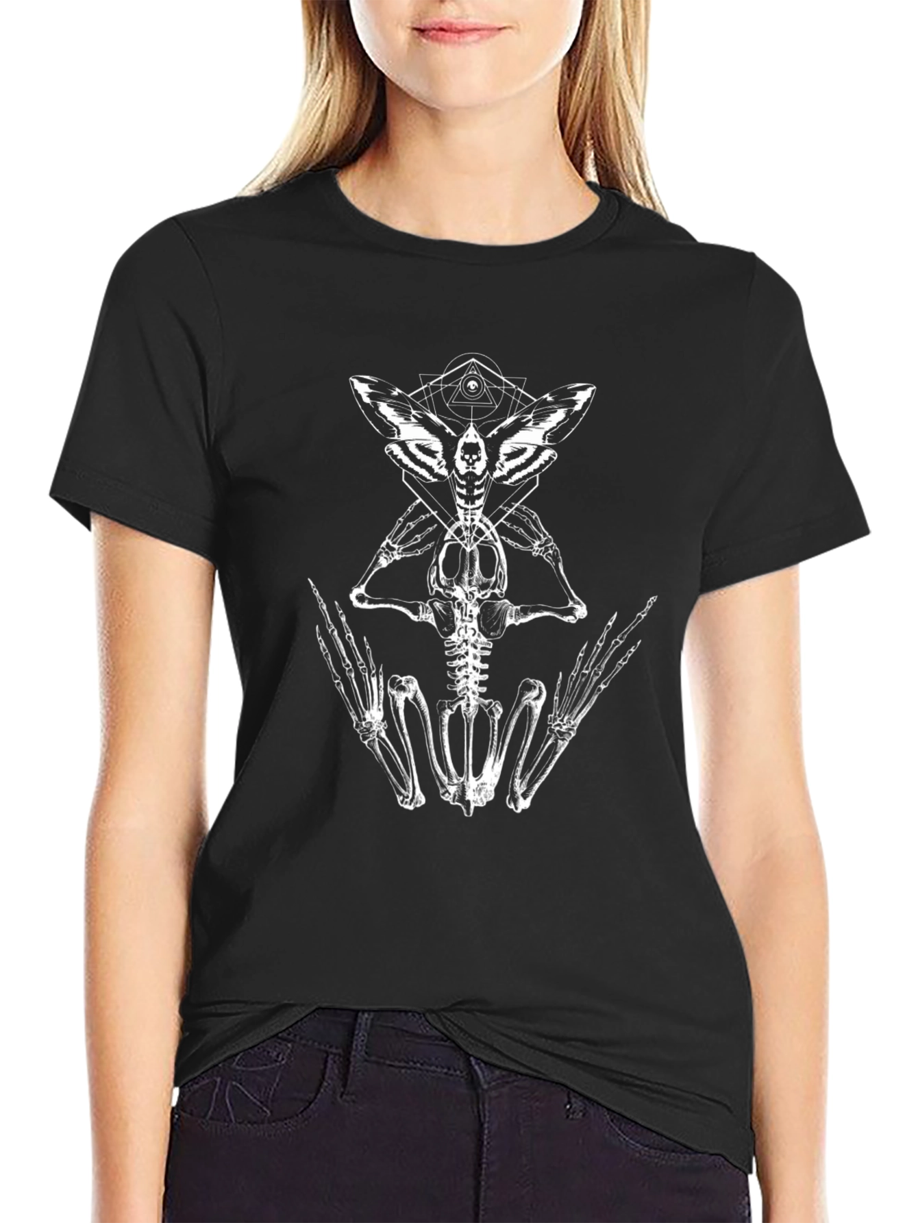 Skeleton Moth Graphic Tee - Dark Aesthetic T-Shirt