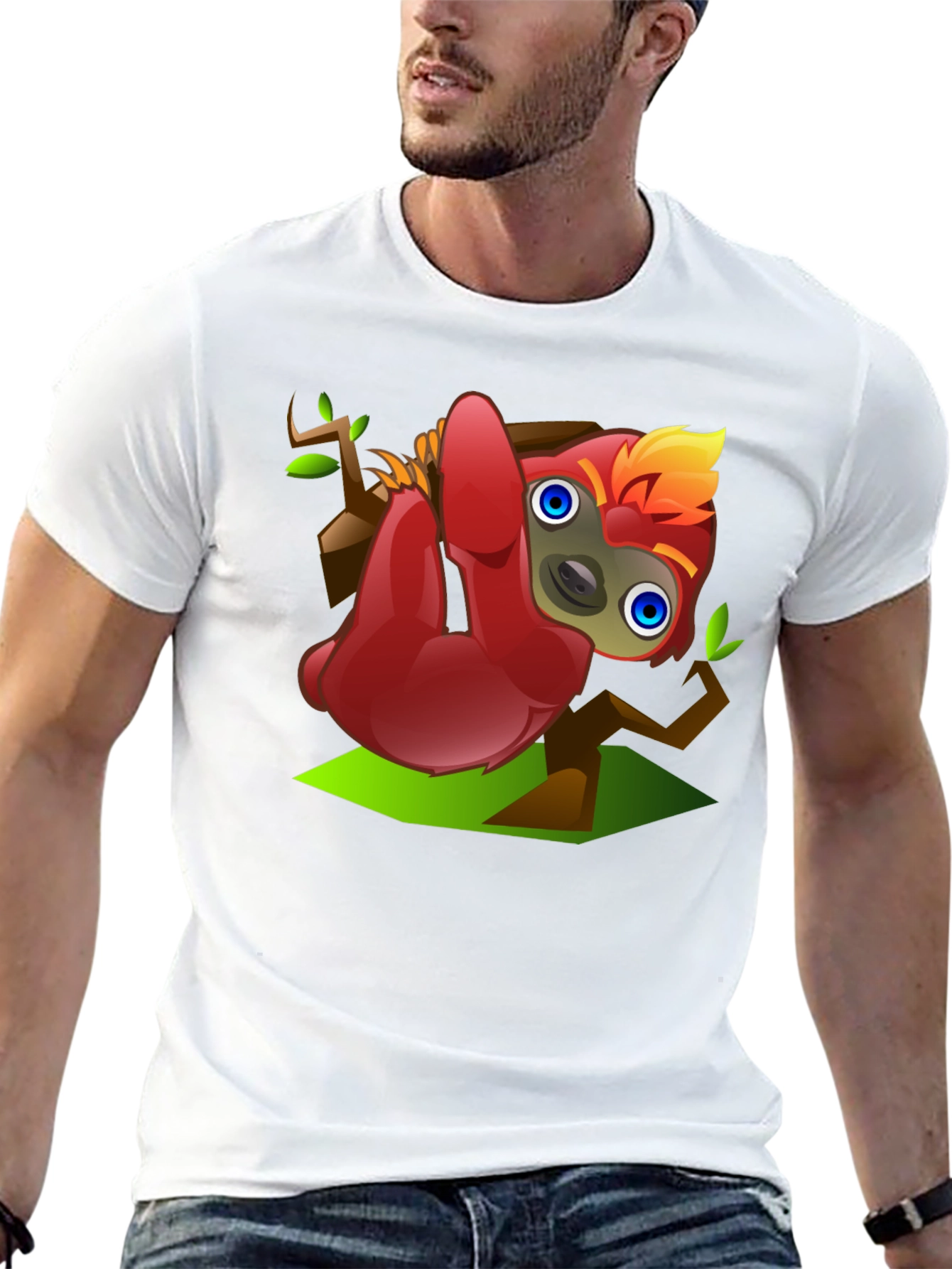 Cute Cartoon Sloth T-Shirt - Black