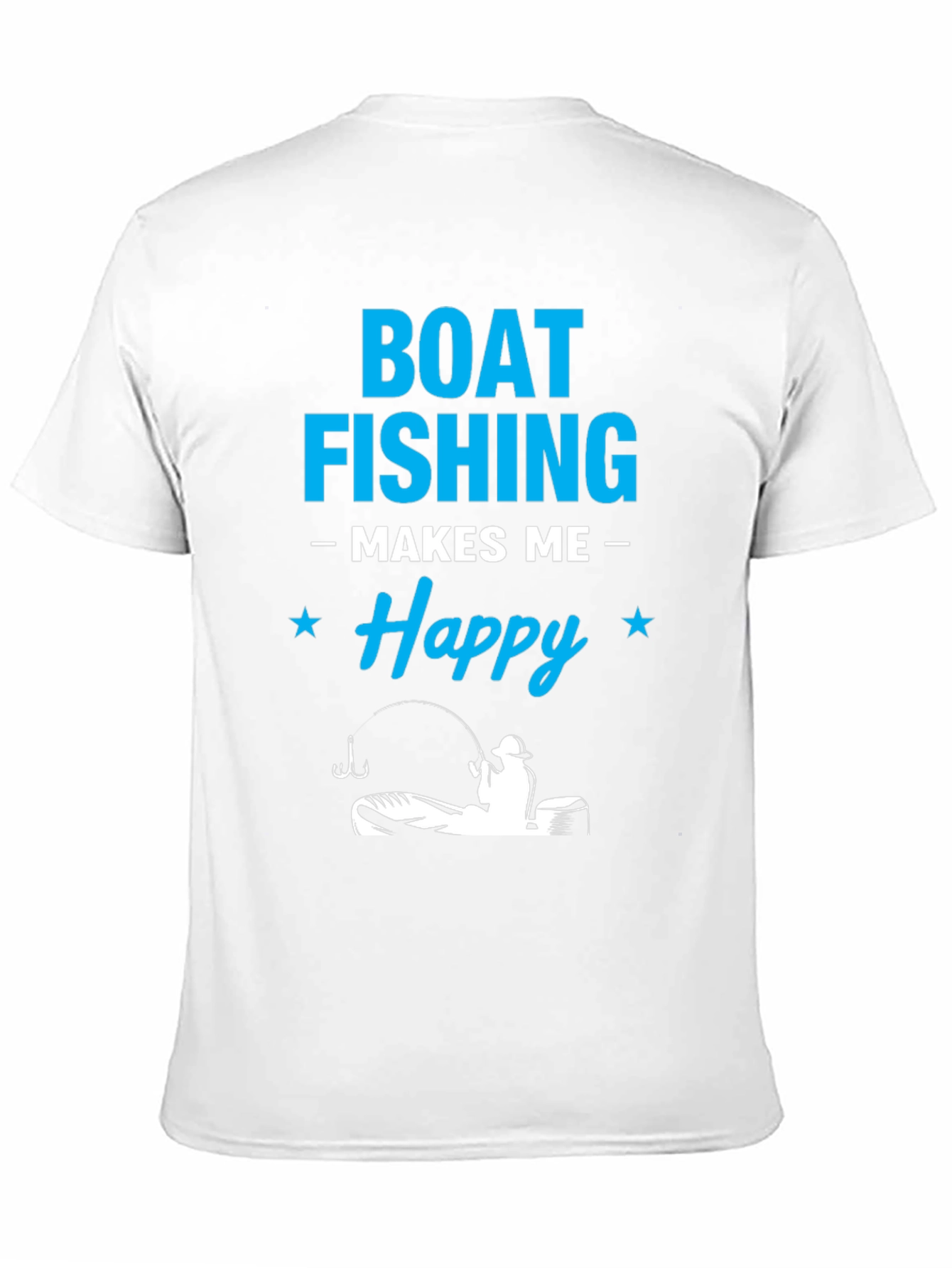 Boat Fishing Makes Me Happy Black T-Shirt