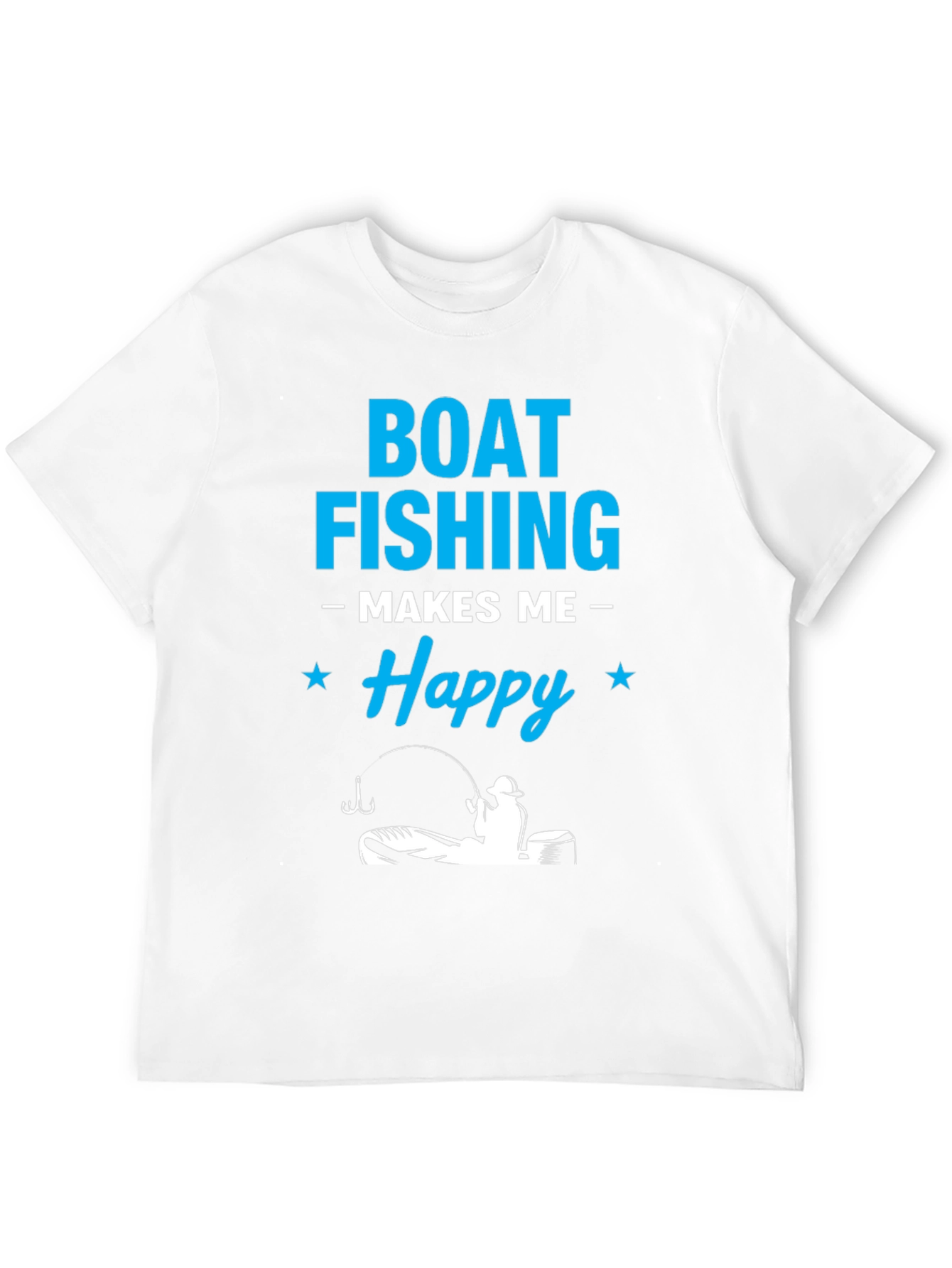 Boat Fishing Makes Me Happy Black T-Shirt