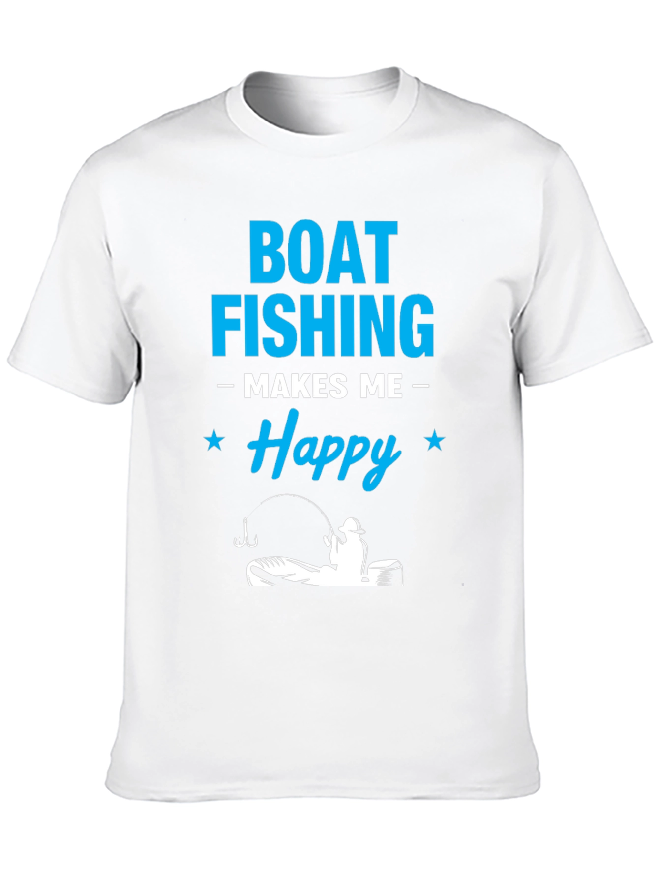 Boat Fishing Makes Me Happy Black T-Shirt
