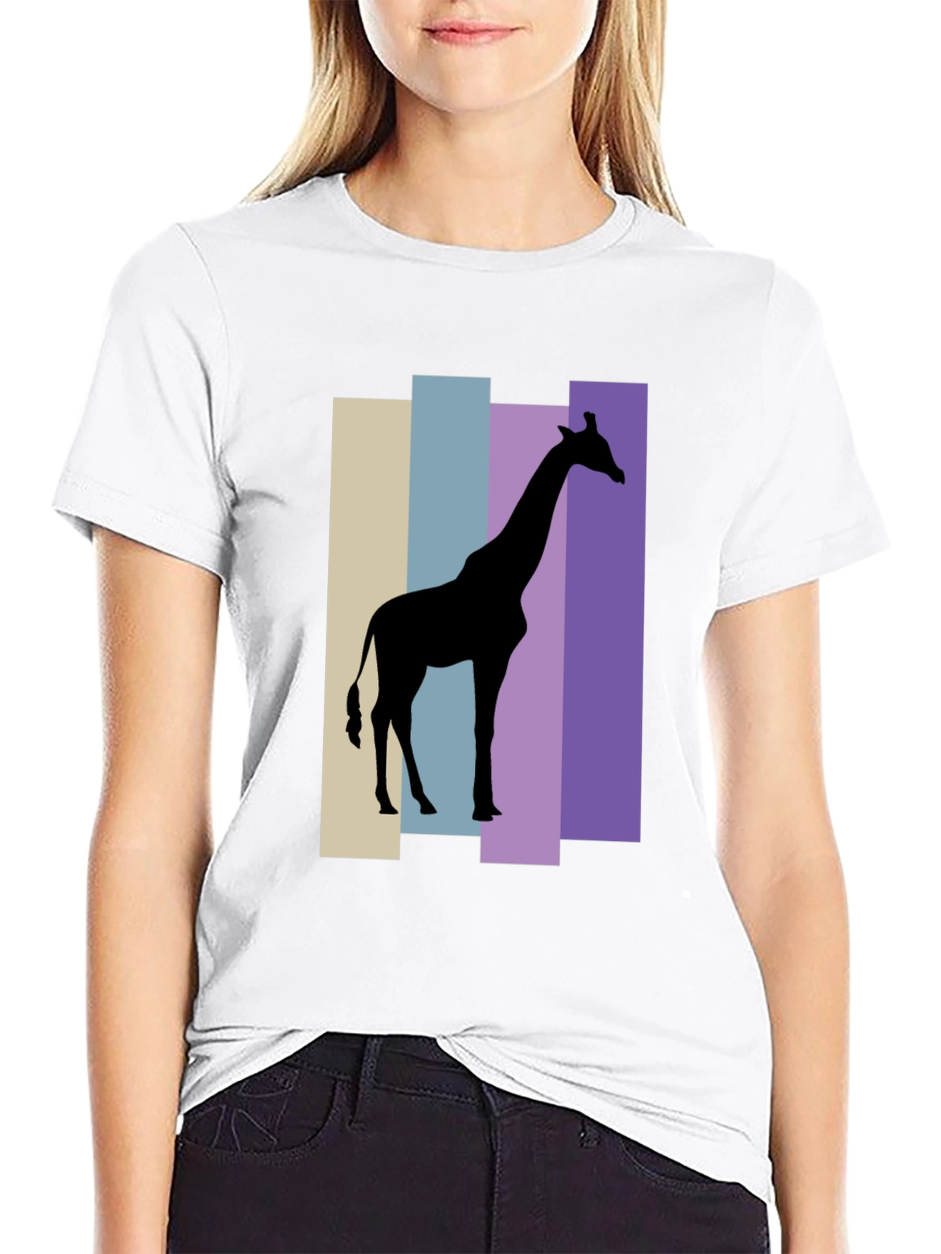 Giraffe Silhouette Graphic Tee - Black