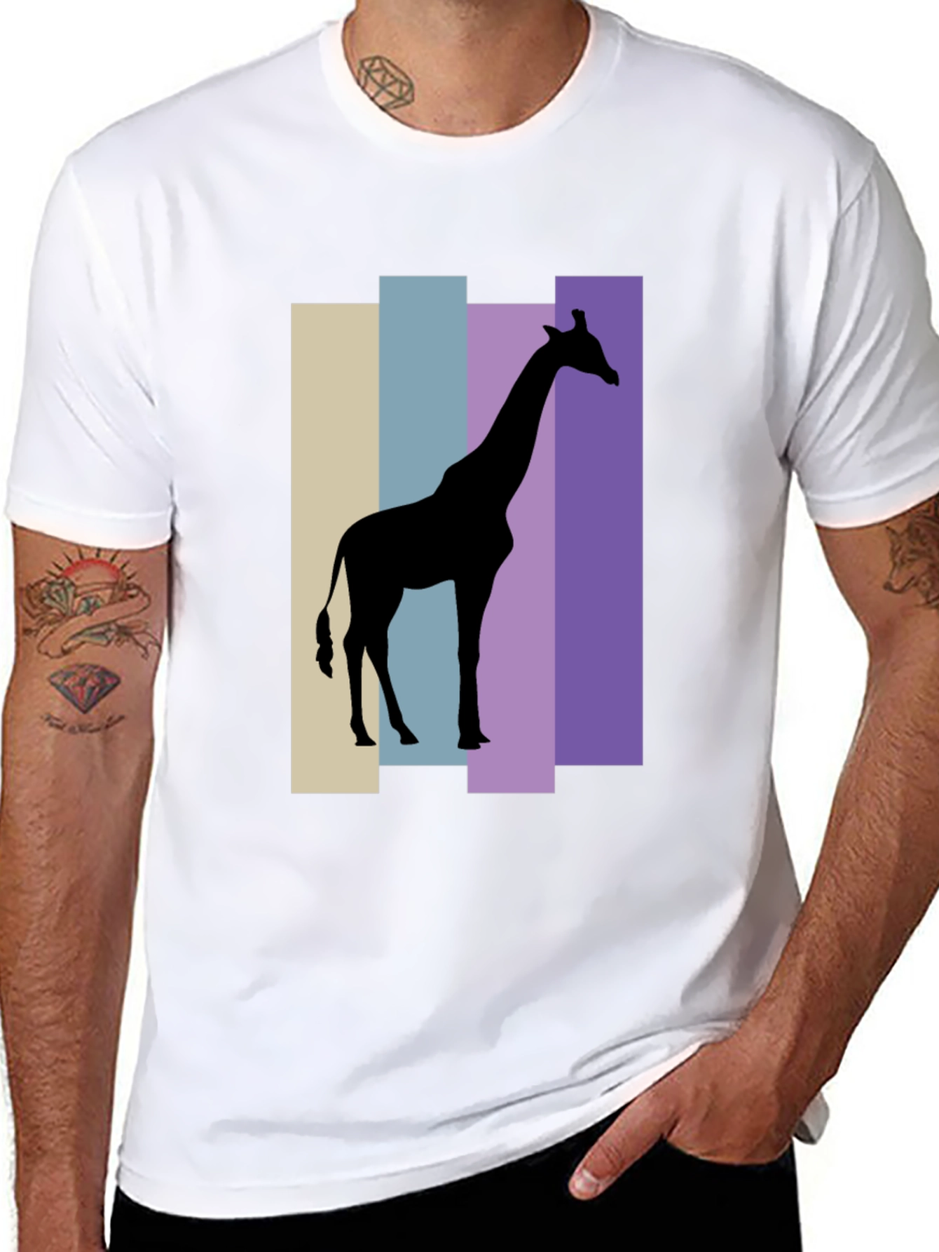 Giraffe Silhouette Graphic Tee - Black