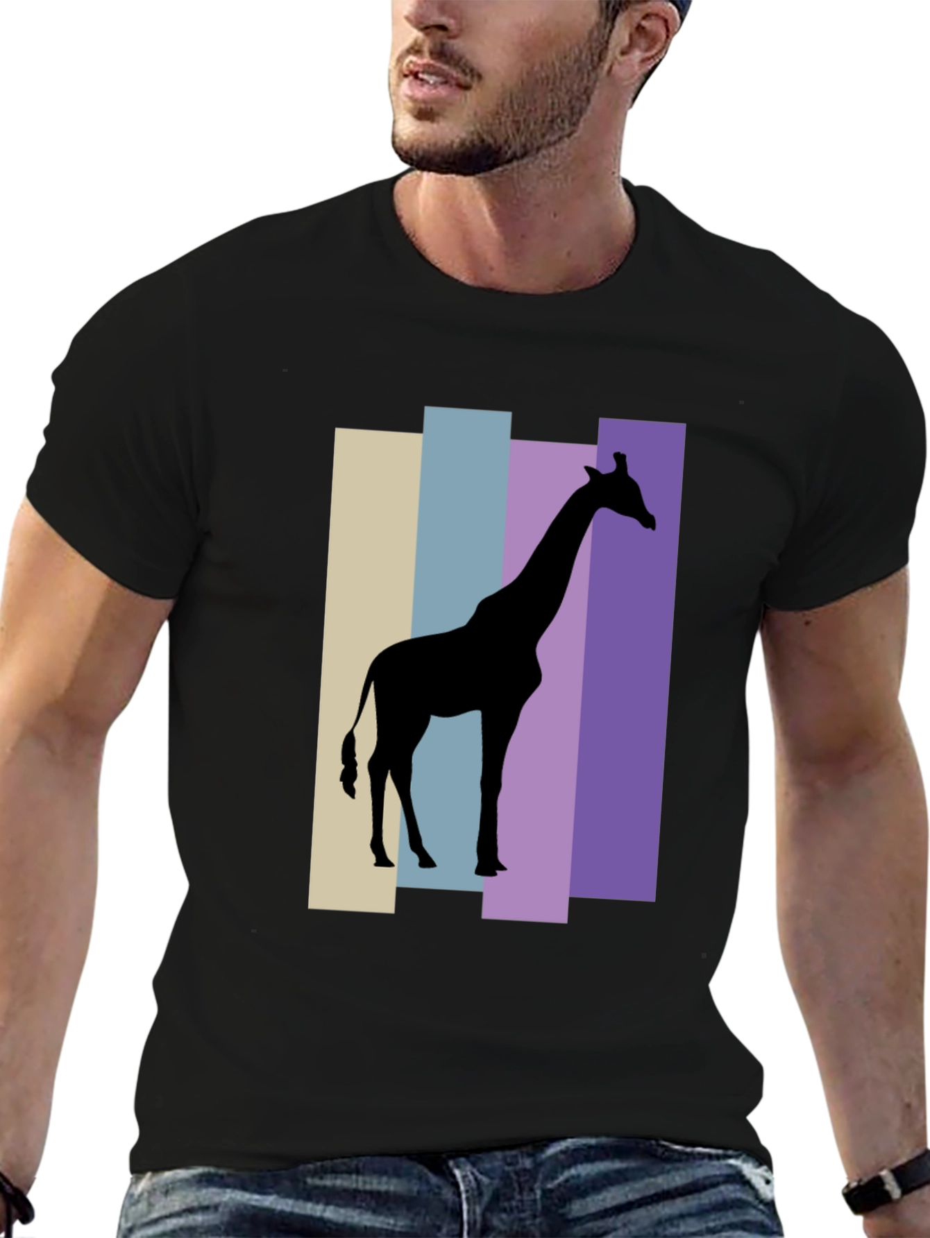 Giraffe Silhouette Graphic Tee - Black