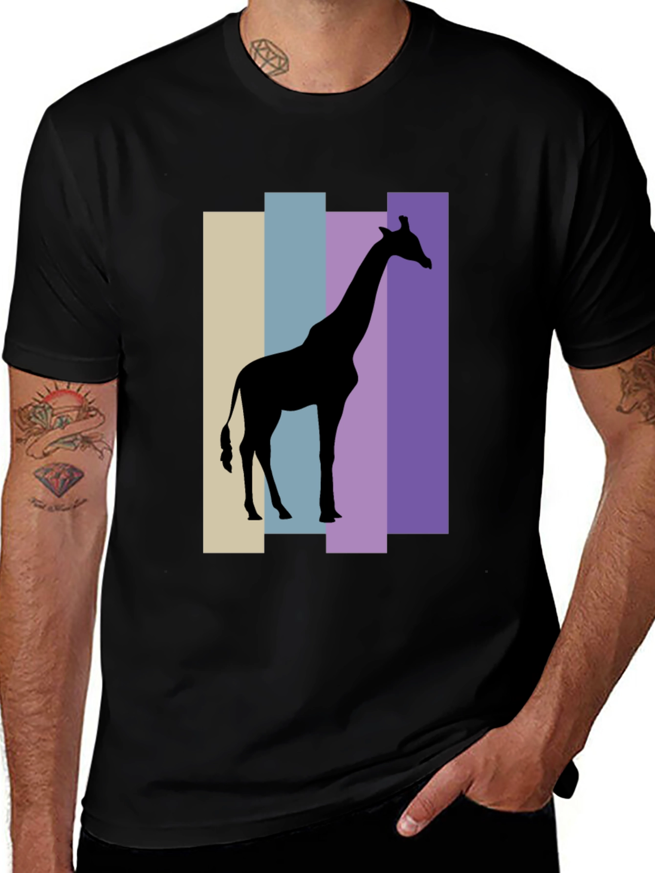 Giraffe Silhouette Graphic Tee - Black