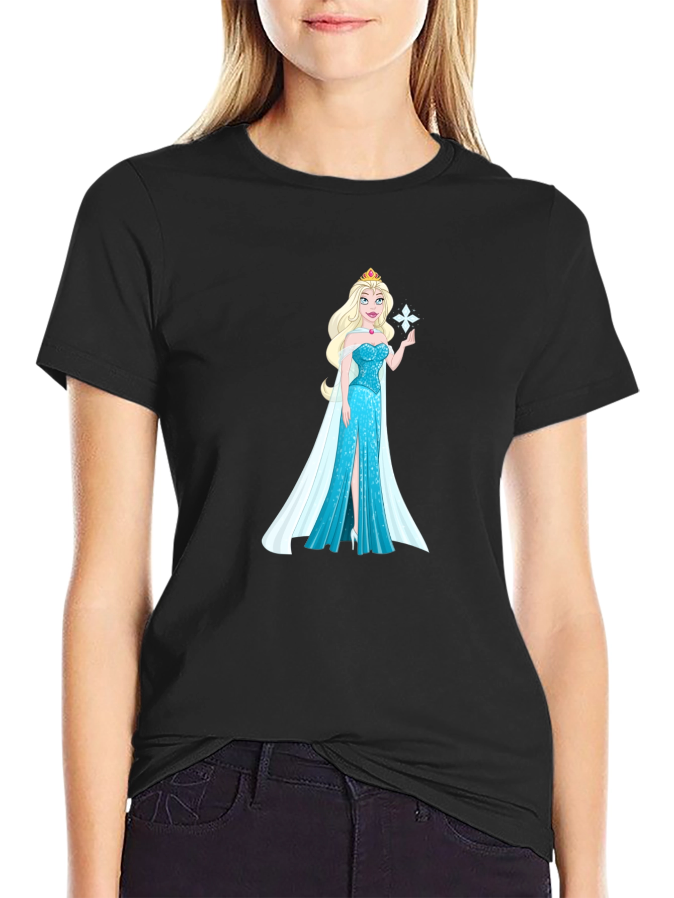 Elsa Graphic T-Shirt - Black Cotton Tee