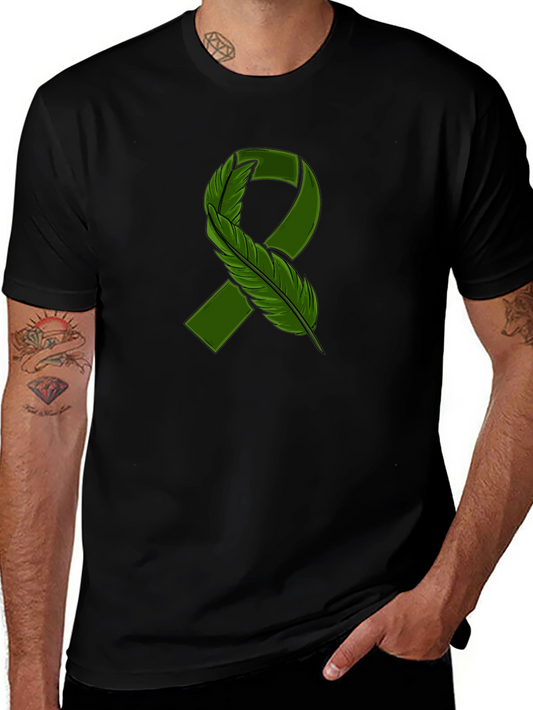 Green Ribbon Feather Graphic Tee