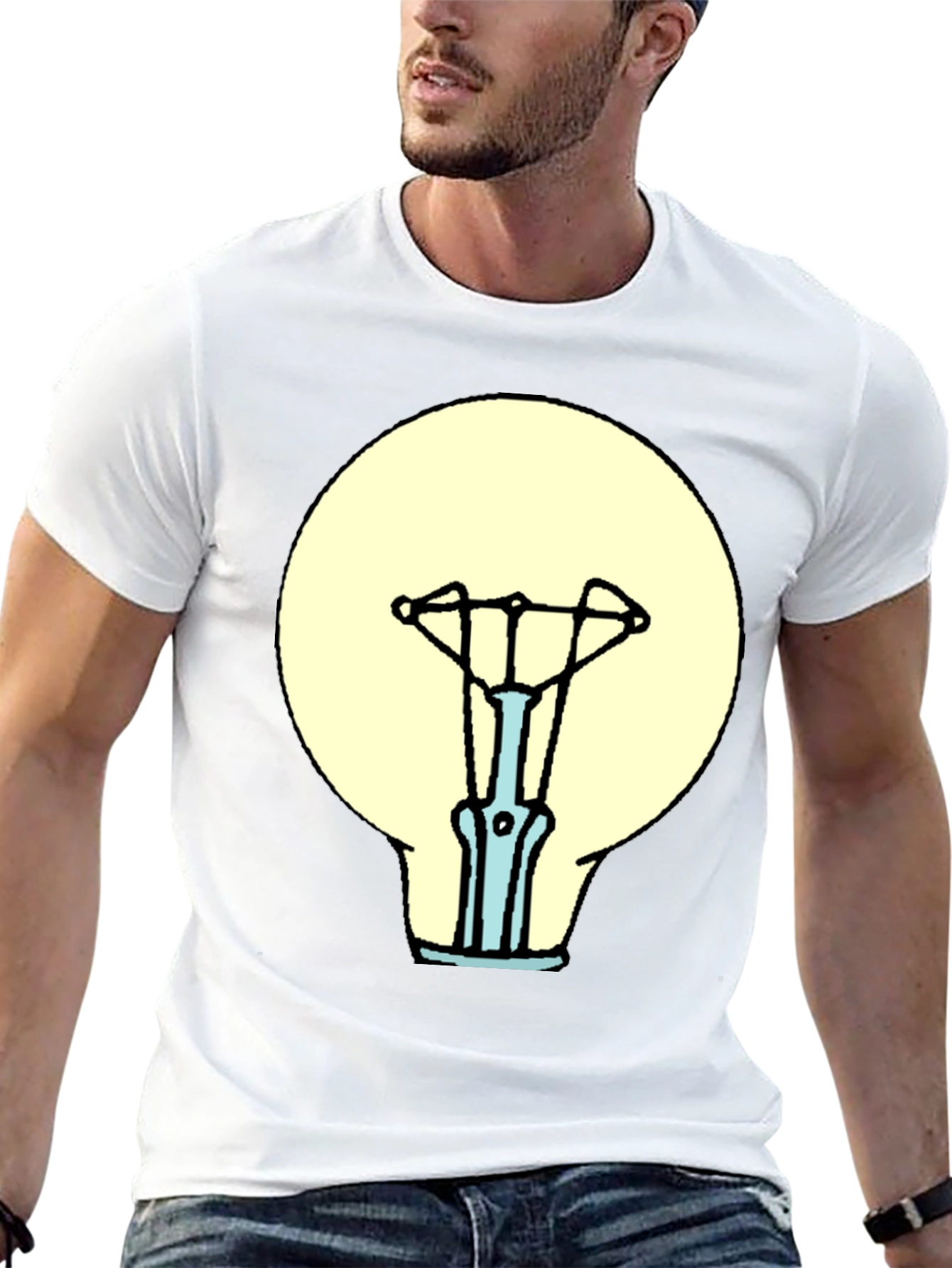 Black T-Shirt with Light Bulb Graphic