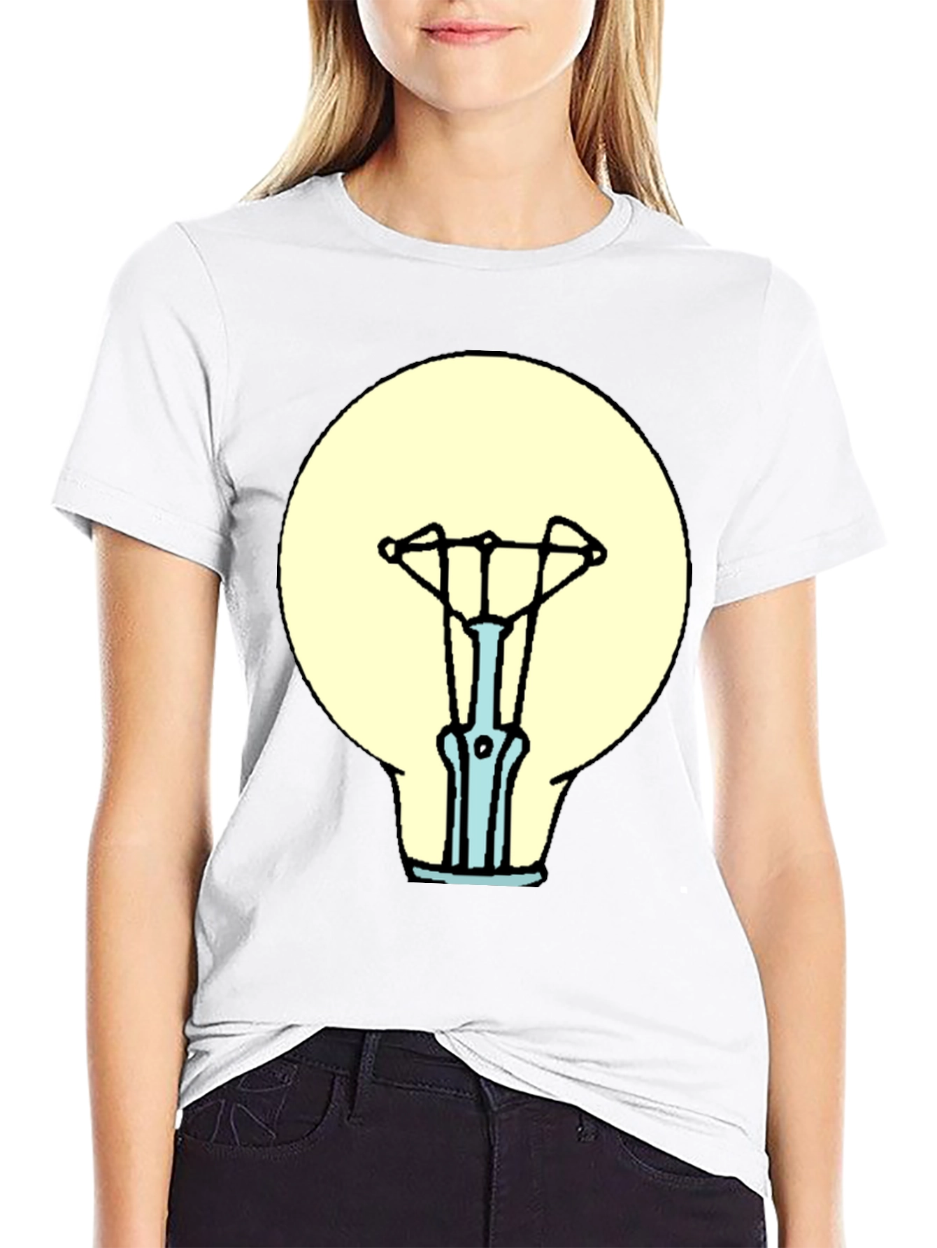 Black T-Shirt with Light Bulb Graphic