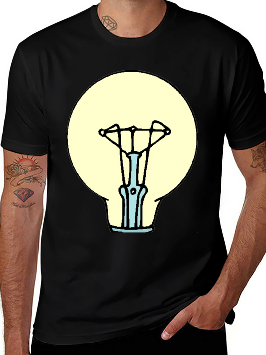 Black T-Shirt with Light Bulb Graphic