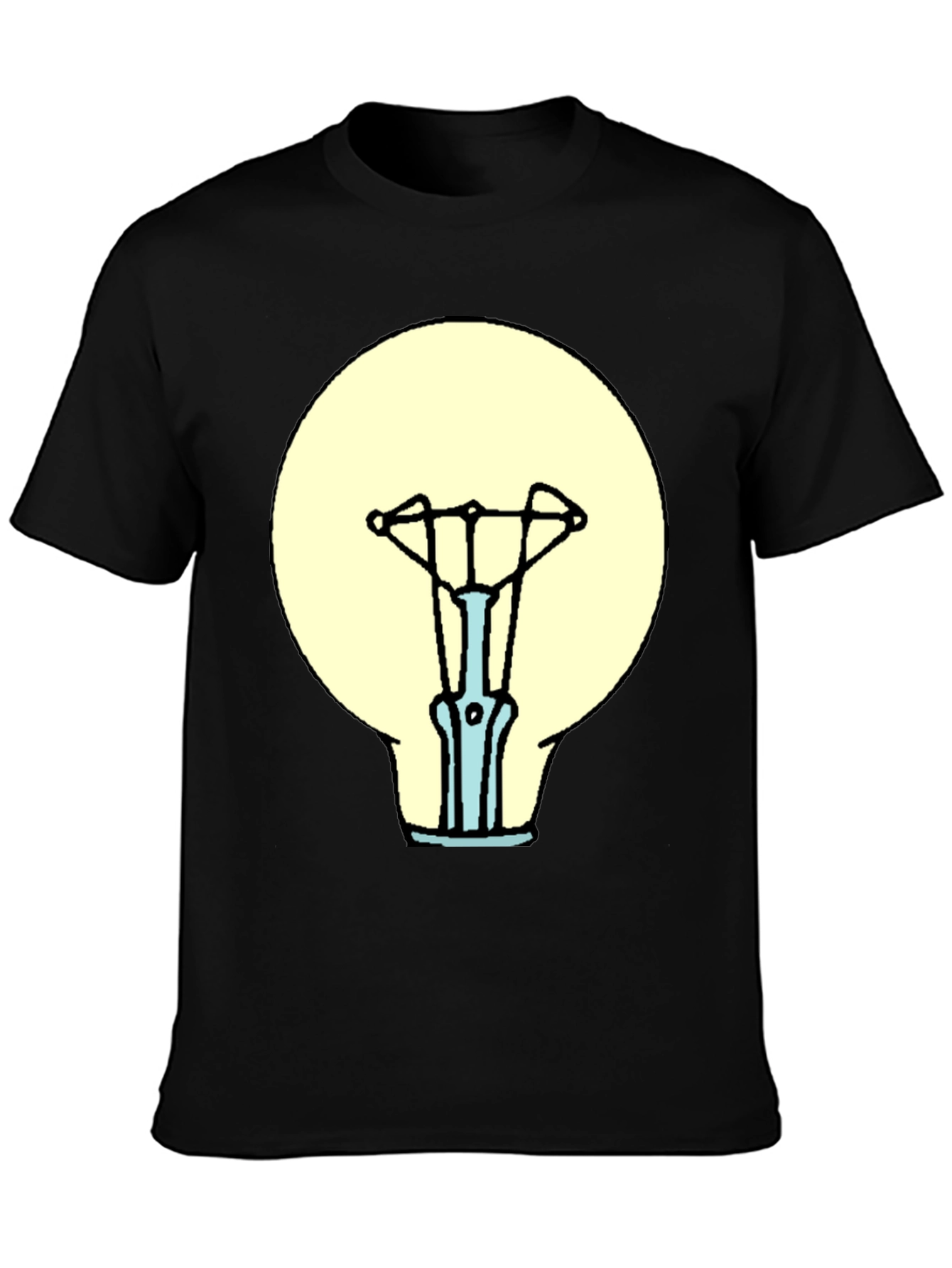 Black T-Shirt with Light Bulb Graphic