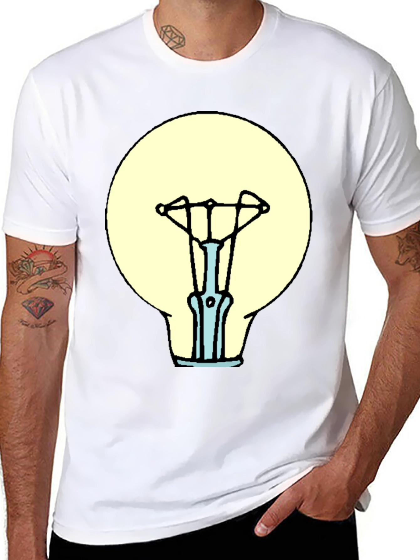 Black T-Shirt with Light Bulb Graphic