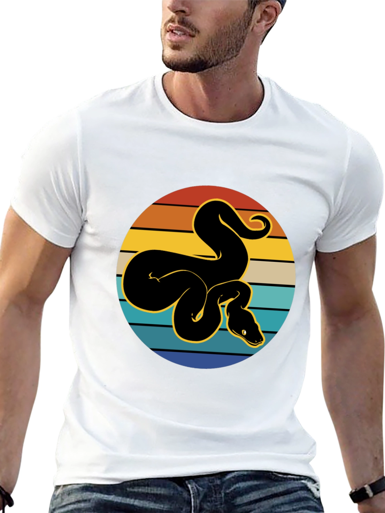 Retro Snake Graphic Tee - Black T-Shirt