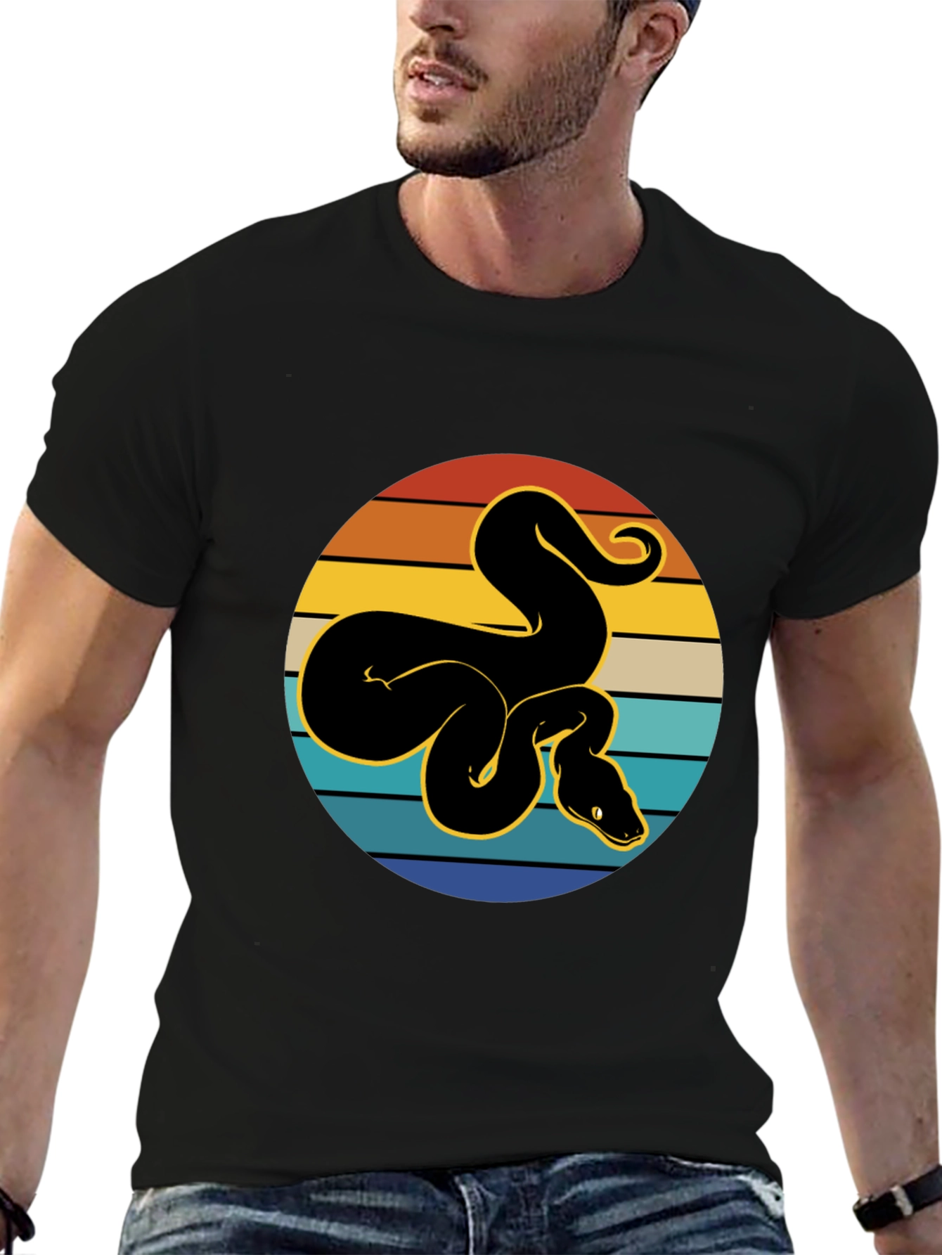 Retro Snake Graphic Tee - Black T-Shirt