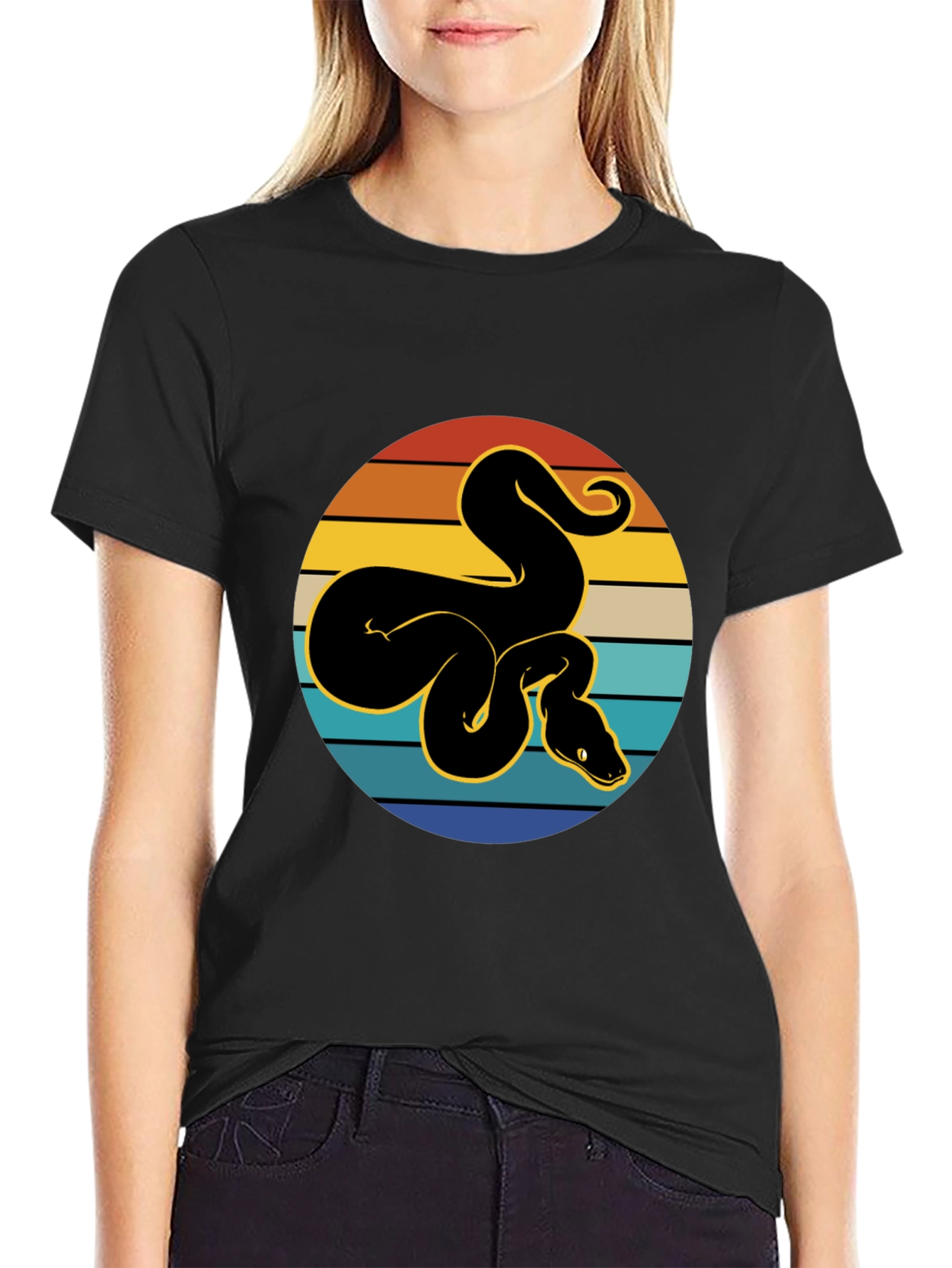 Retro Snake Graphic Tee - Black T-Shirt