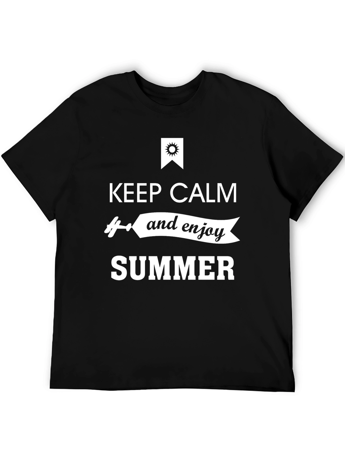 Keep Calm and Enjoy Summer Black T-Shirt