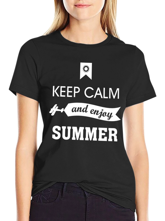 Keep Calm and Enjoy Summer Black T-Shirt