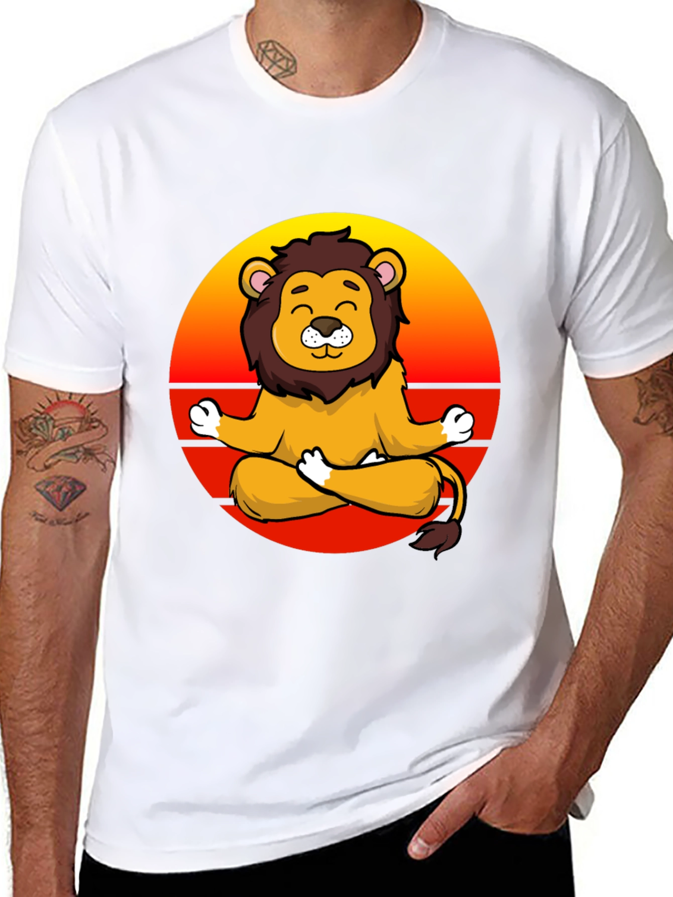 Zen Lion T-Shirt - Meditating Cartoon Lion Graphic Tee
