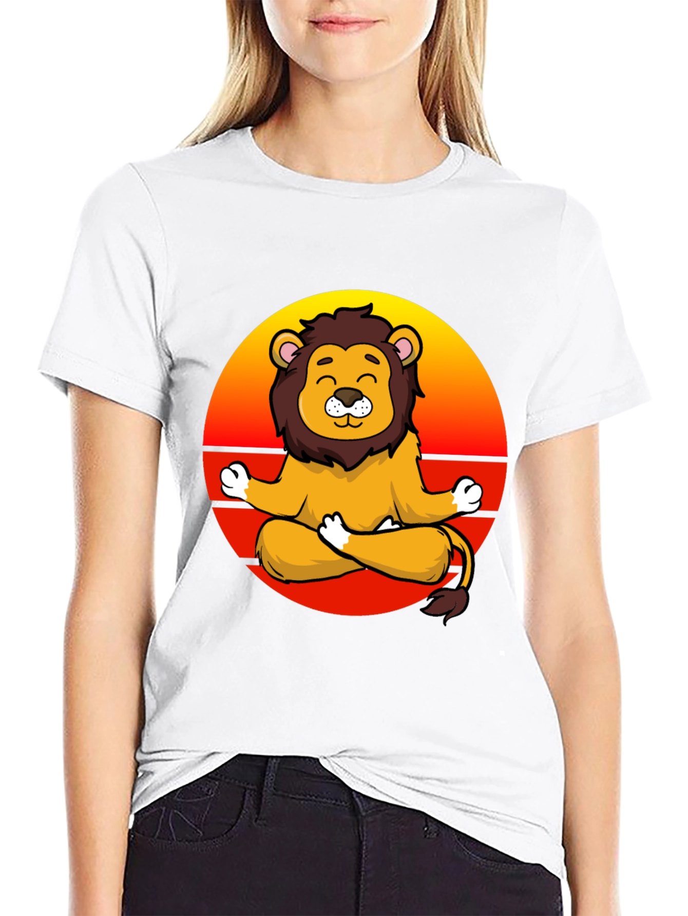 Zen Lion T-Shirt - Meditating Cartoon Lion Graphic Tee