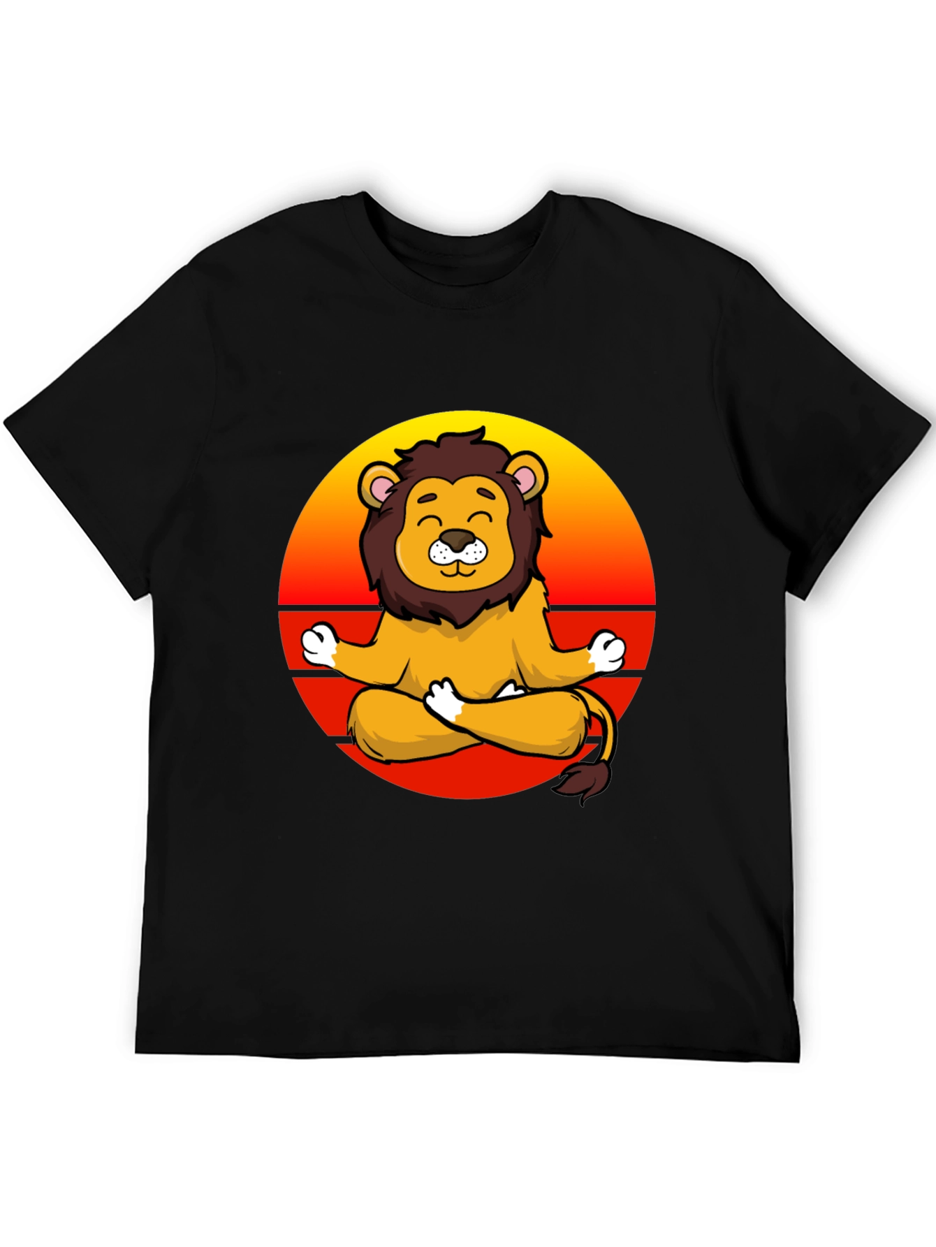 Zen Lion T-Shirt - Meditating Cartoon Lion Graphic Tee
