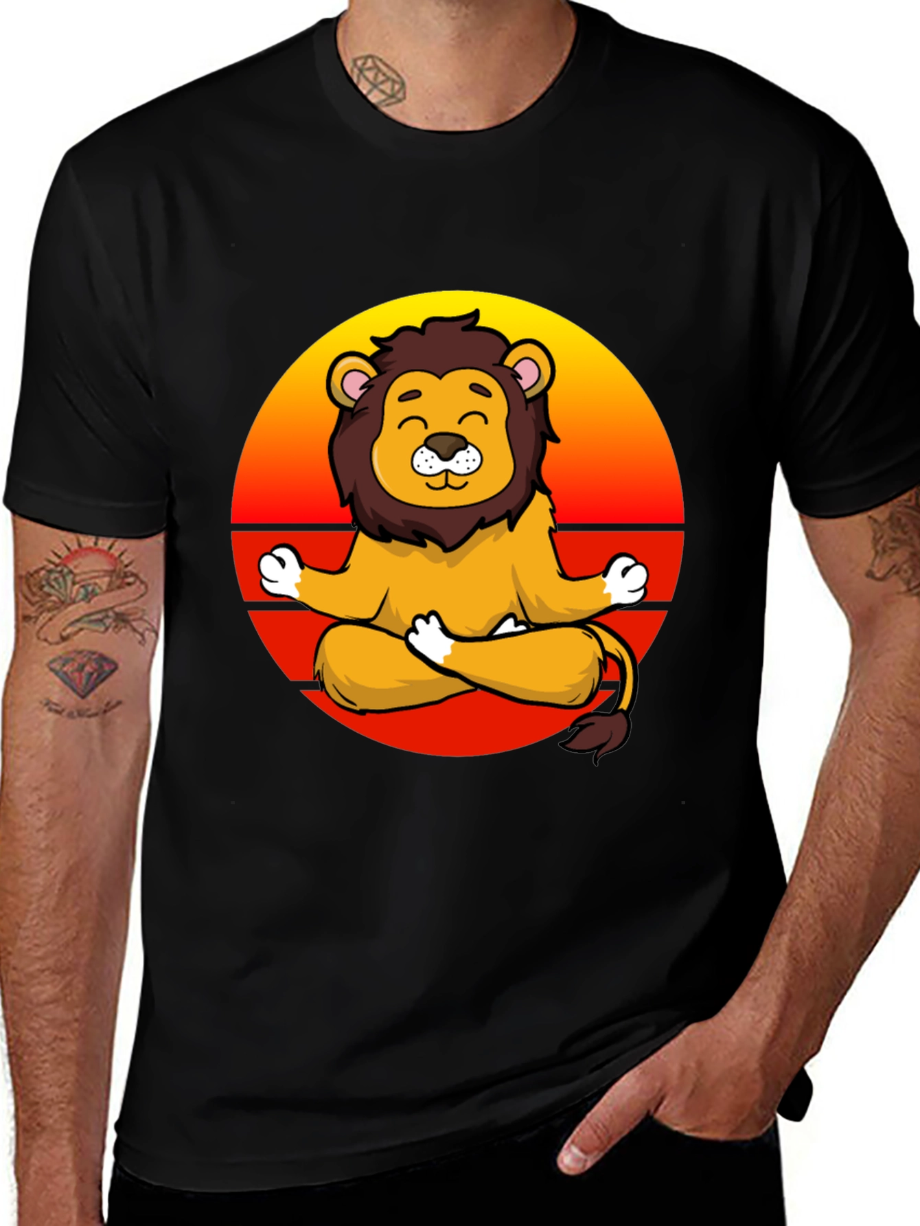 Zen Lion T-Shirt - Meditating Cartoon Lion Graphic Tee