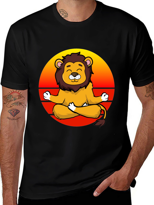 Zen Lion T-Shirt - Meditating Cartoon Lion Graphic Tee