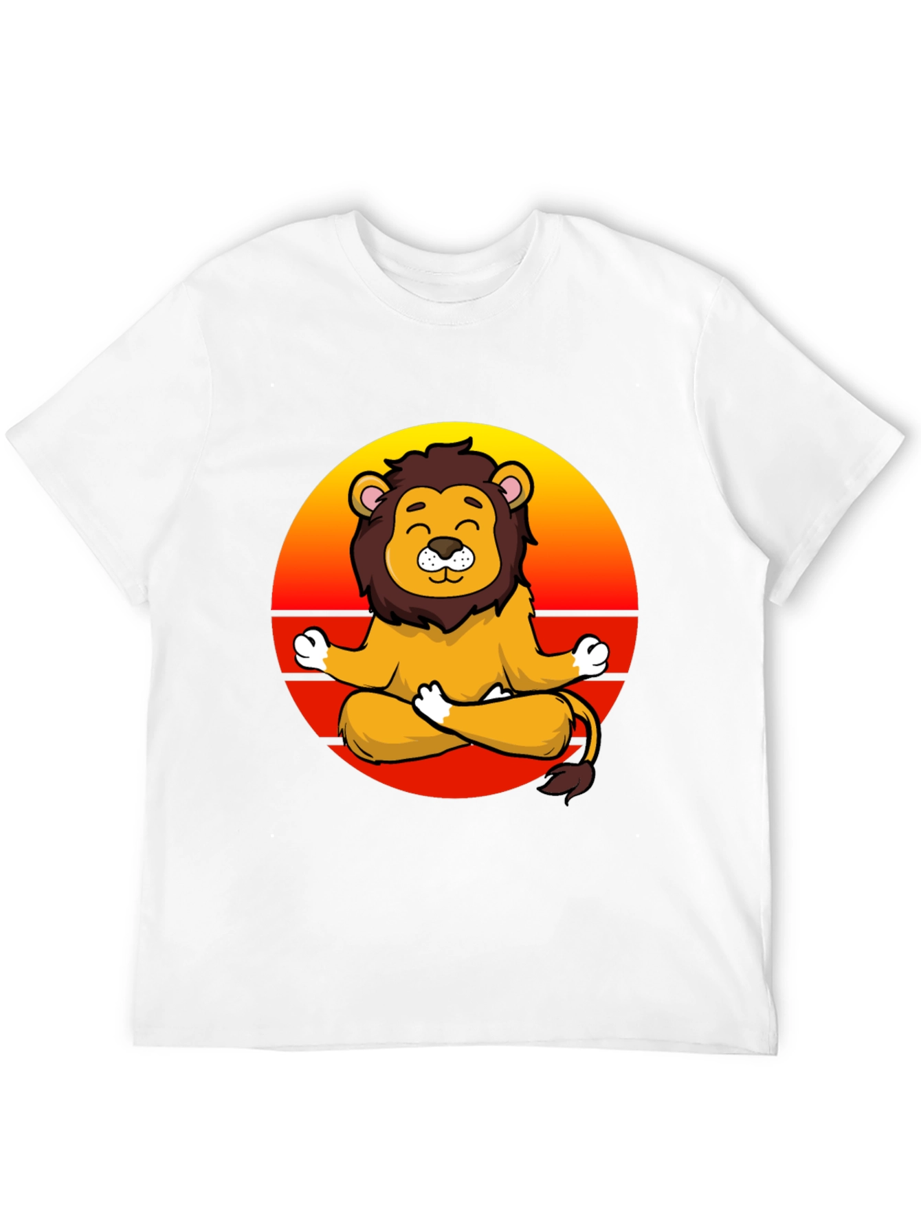 Zen Lion T-Shirt - Meditating Cartoon Lion Graphic Tee