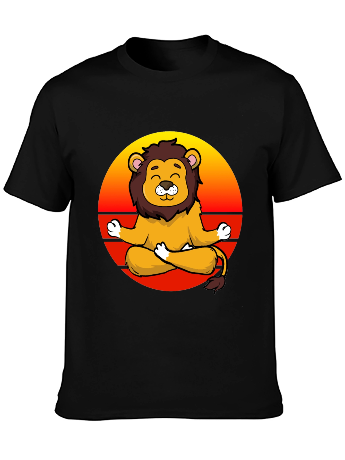 Zen Lion T-Shirt - Meditating Cartoon Lion Graphic Tee