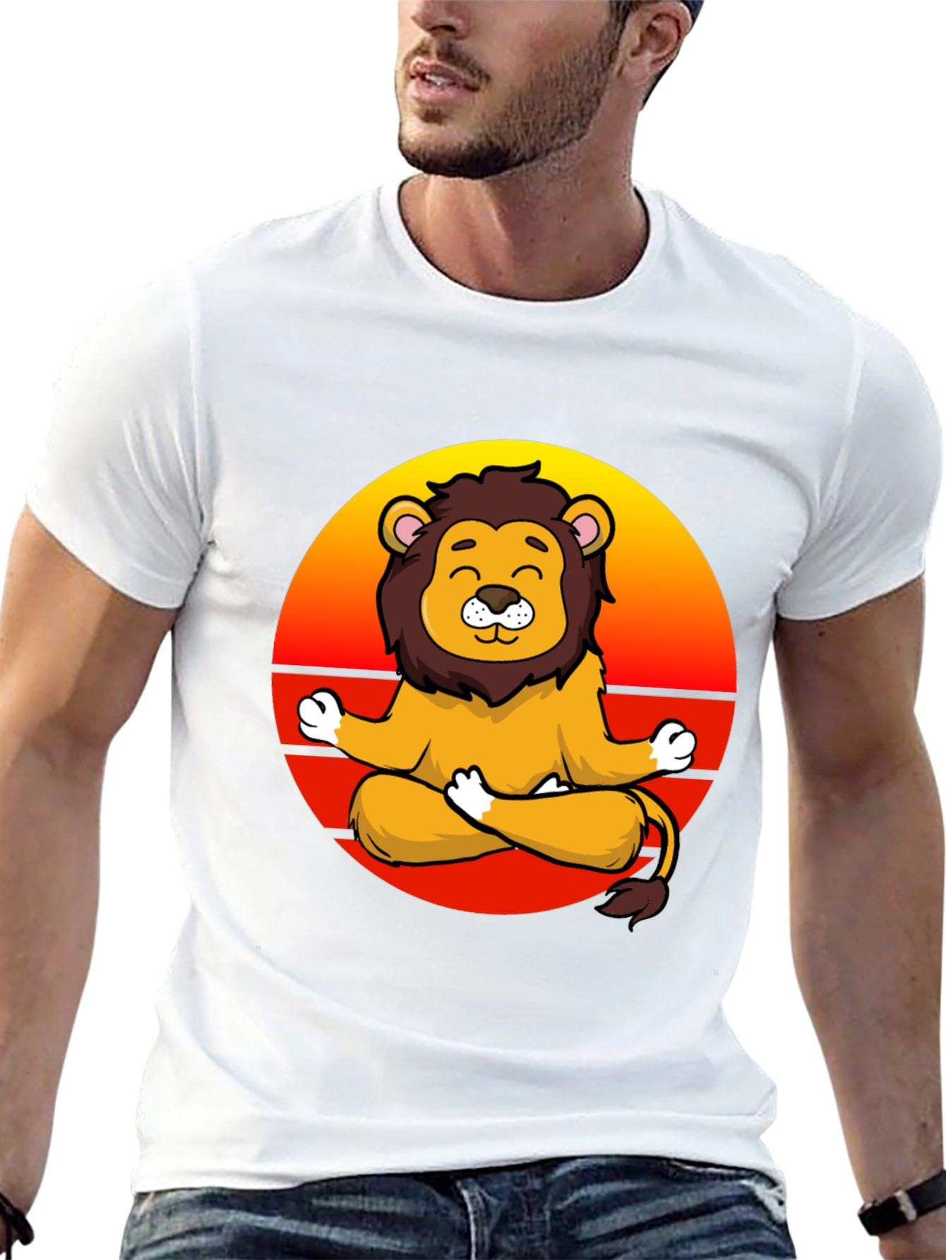 Zen Lion T-Shirt - Meditating Cartoon Lion Graphic Tee