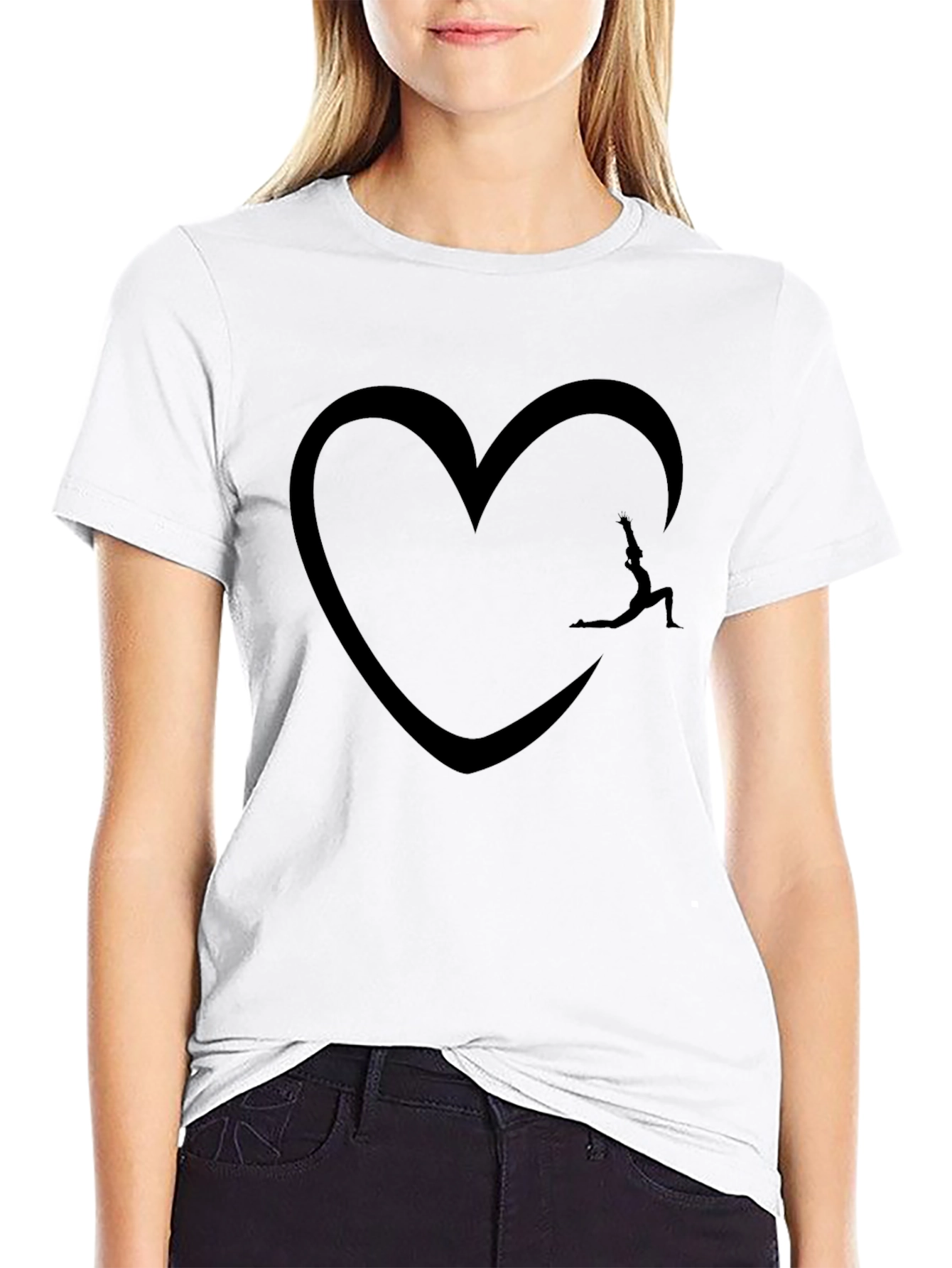 Heart Yoga Pose T-Shirt - Black