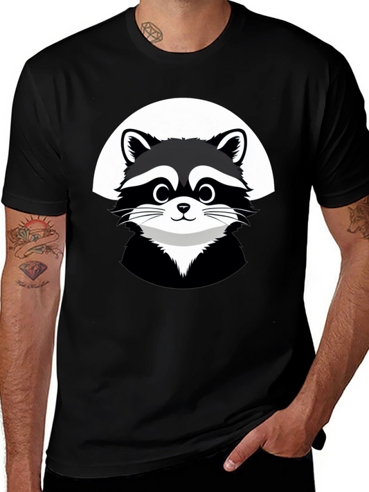 Cute Raccoon Graphic Black T-Shirt