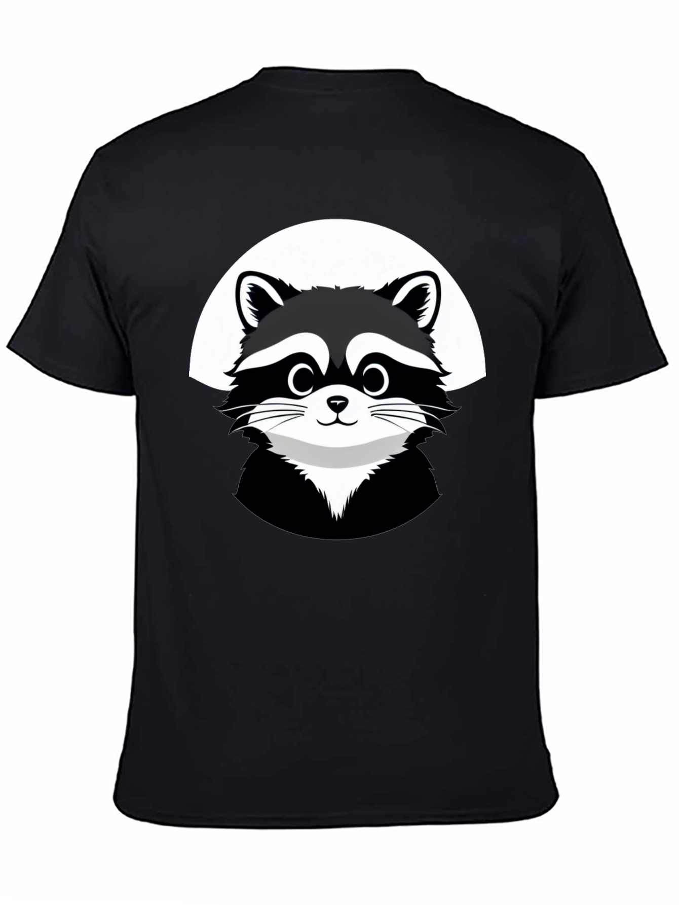 Cute Raccoon Graphic Black T-Shirt