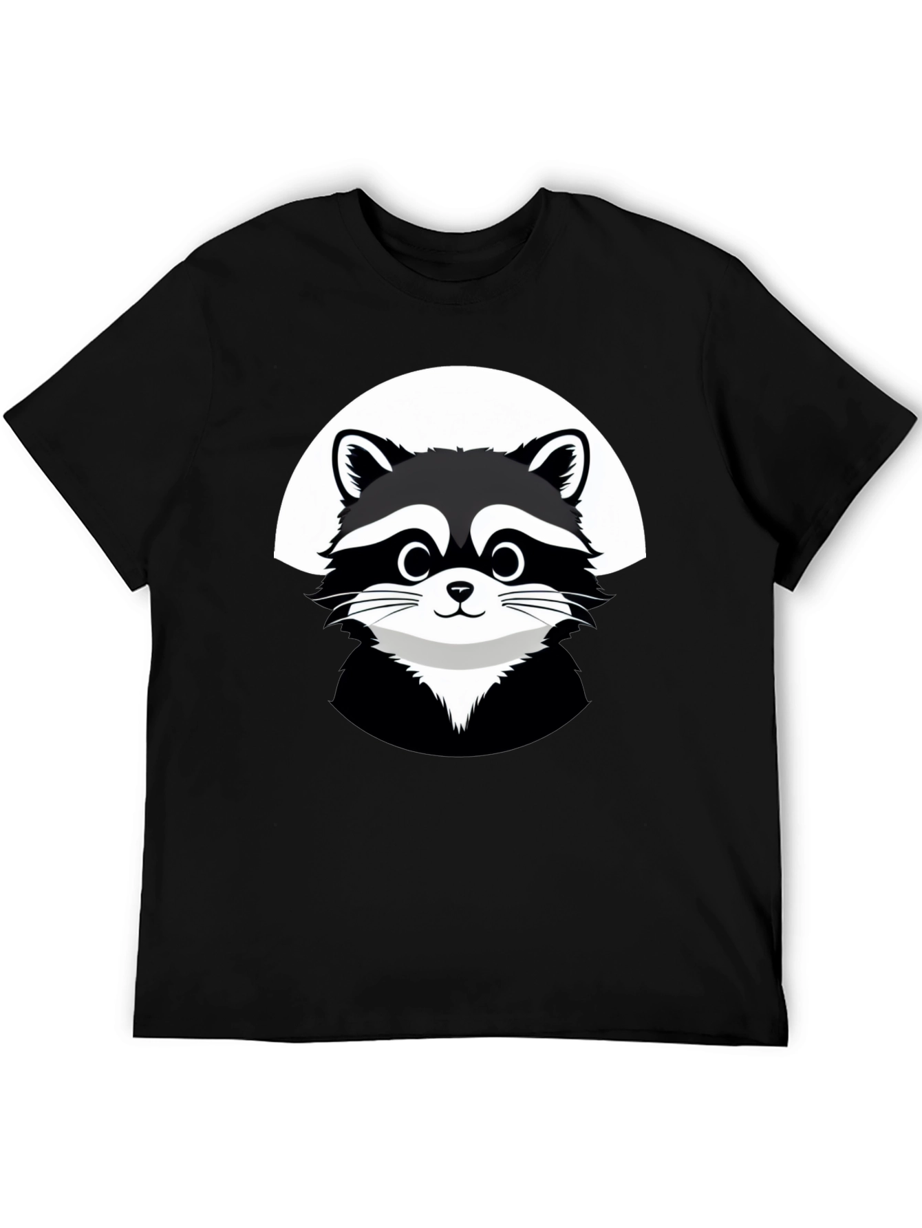 Cute Raccoon Graphic Black T-Shirt