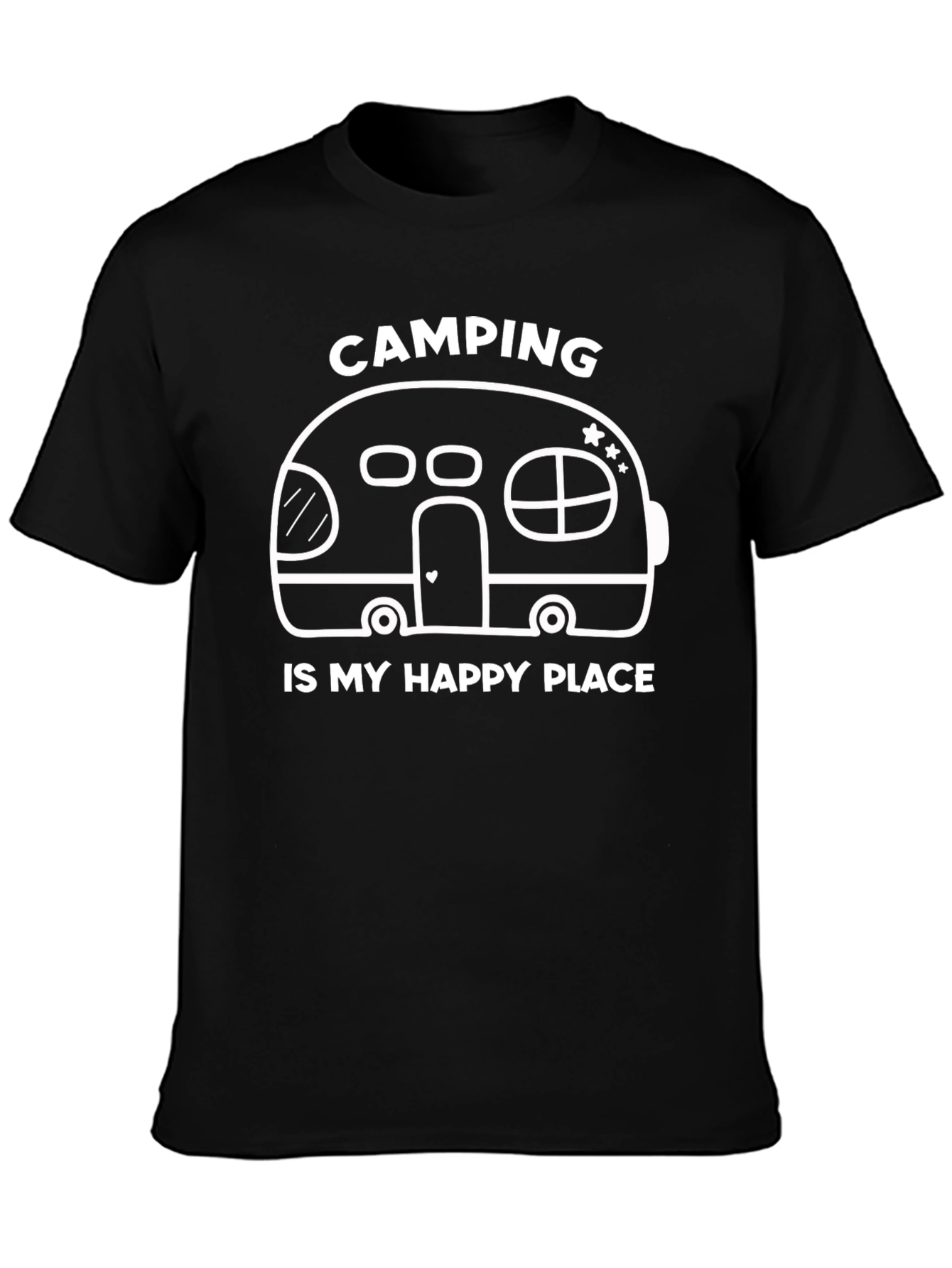 Camping is My Happy Place Black Graphic Tee