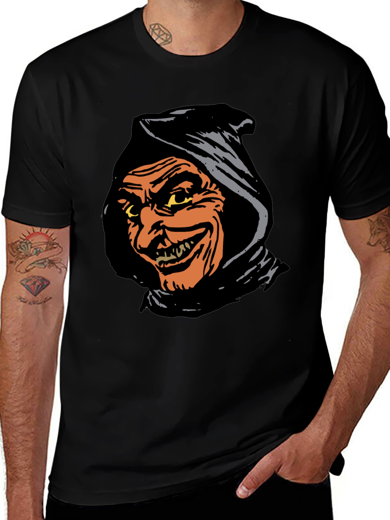 Spooky Grim Reaper Graphic Tee - Black T-Shirt