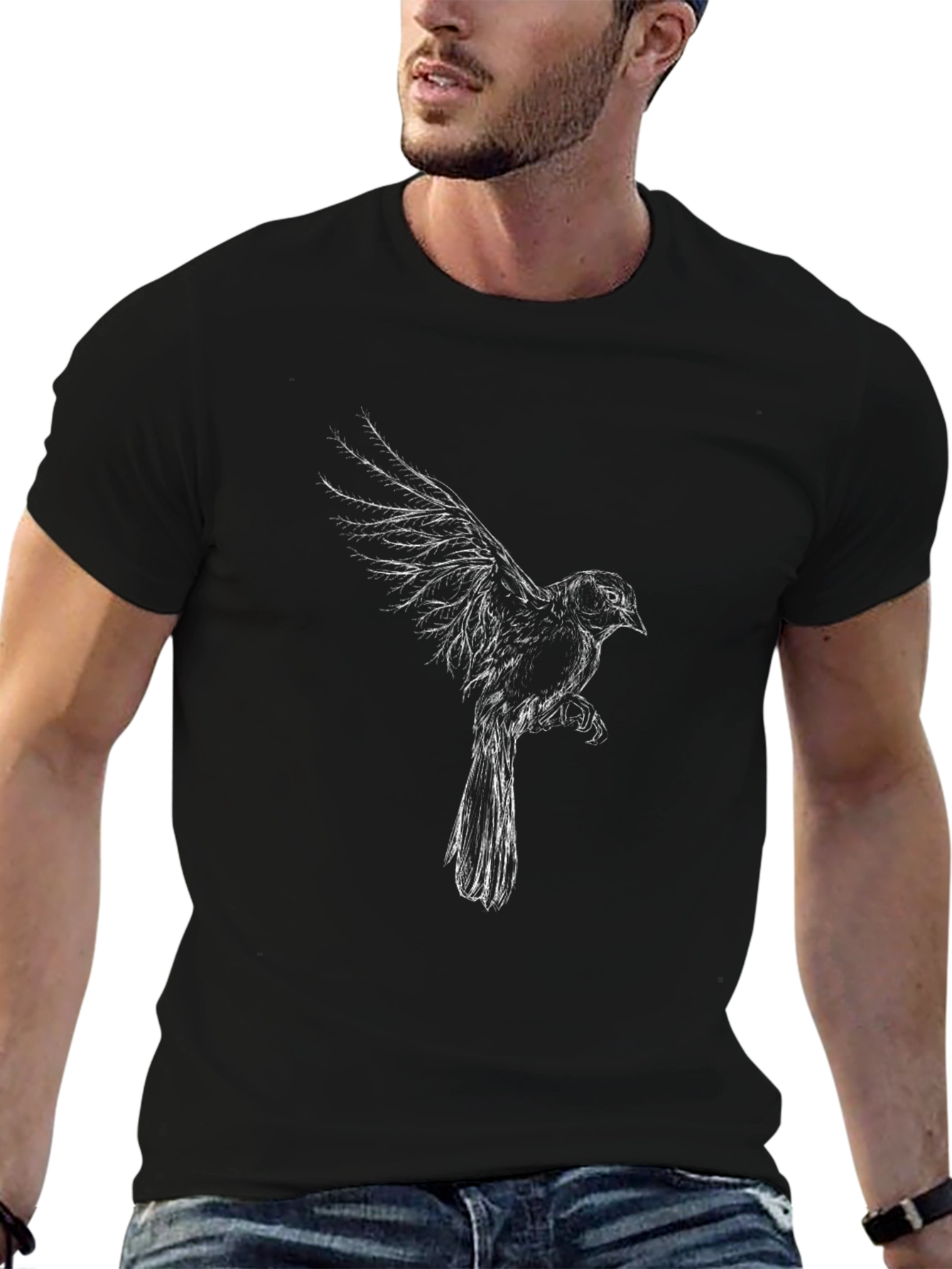 Bird Sketch Tee - Stylish Graphic Print