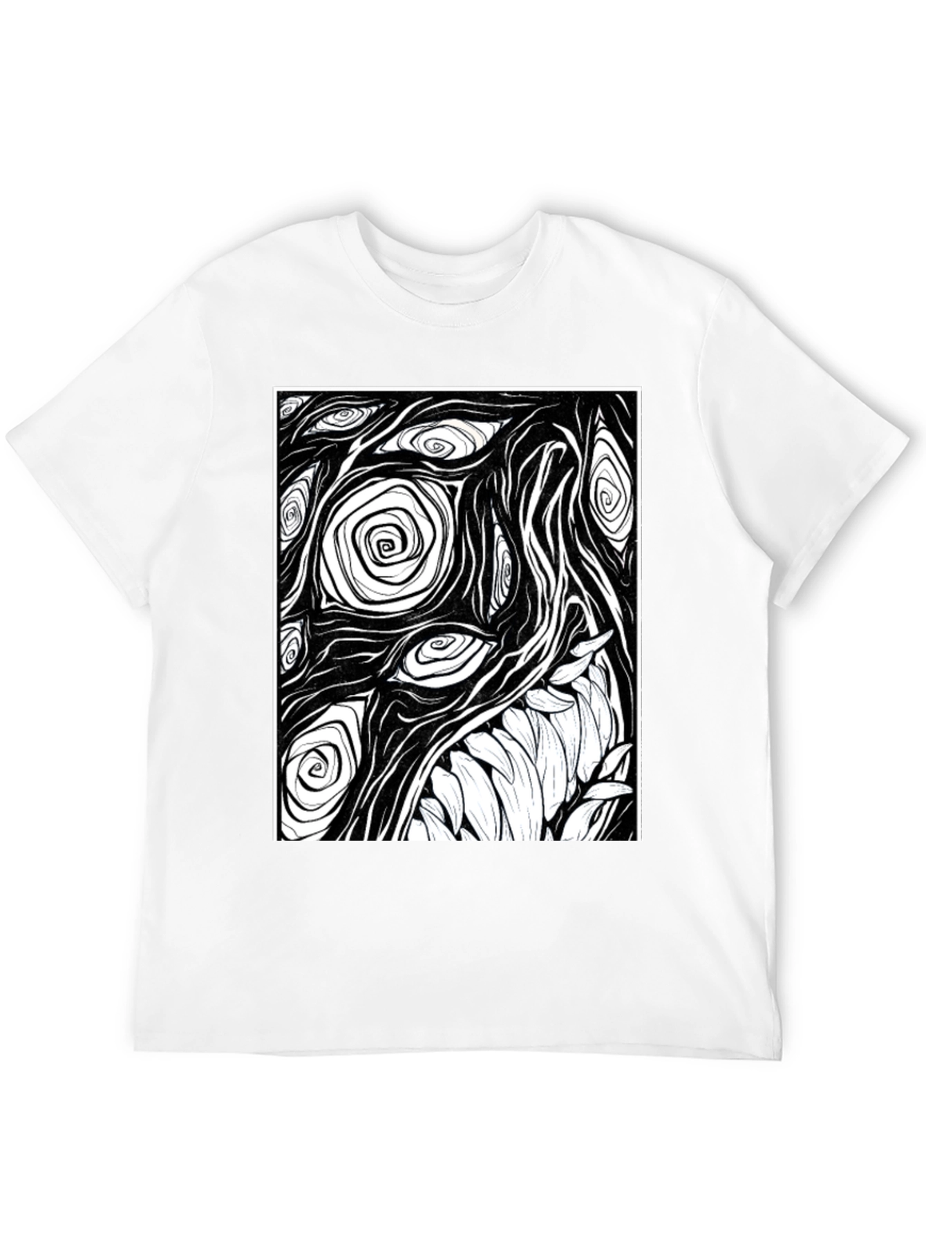 Abstract Eye and Teeth Graphic Black T-Shirt