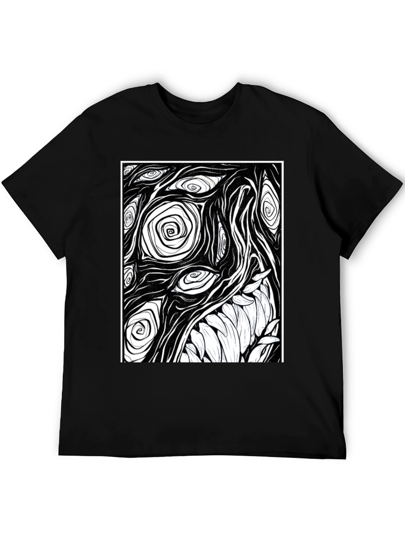 Abstract Eye and Teeth Graphic Black T-Shirt
