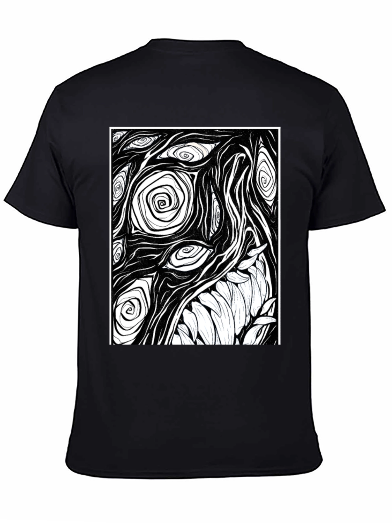 Abstract Eye and Teeth Graphic Black T-Shirt