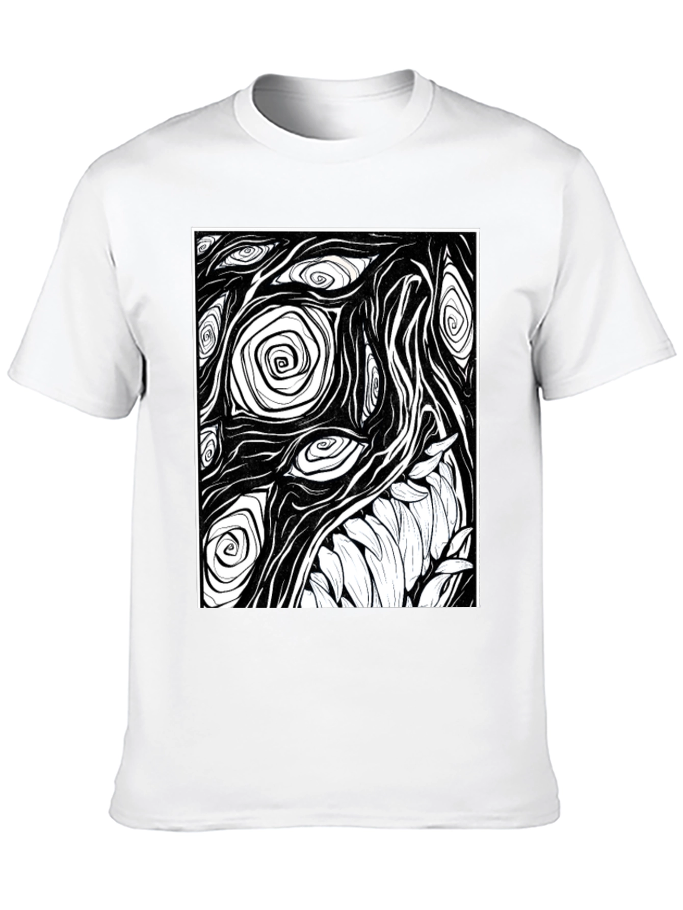 Abstract Eye and Teeth Graphic Black T-Shirt