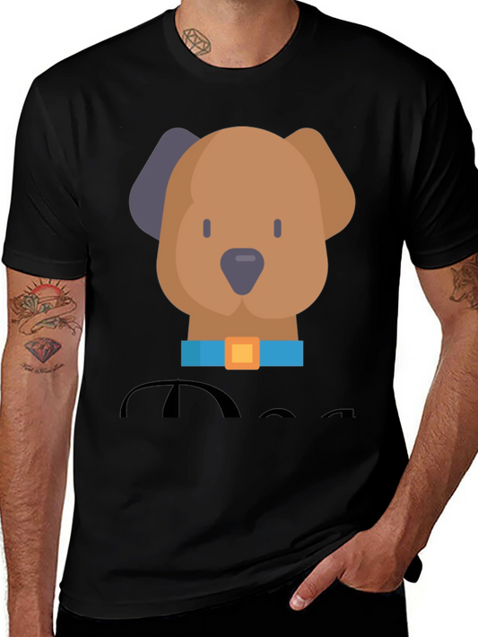 Cute Dog Graphic Tee - Casual Black T-Shirt
