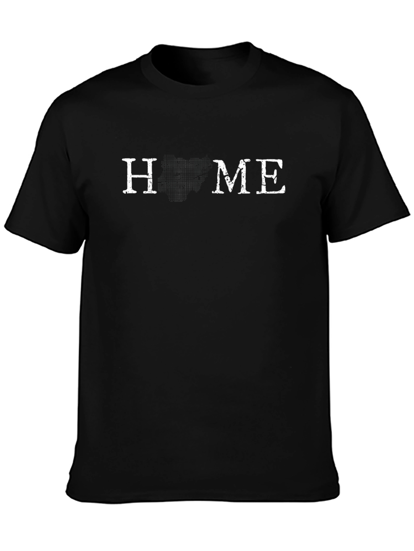 Home T-Shirt - Distressed Letter Print Crew Neck Tee