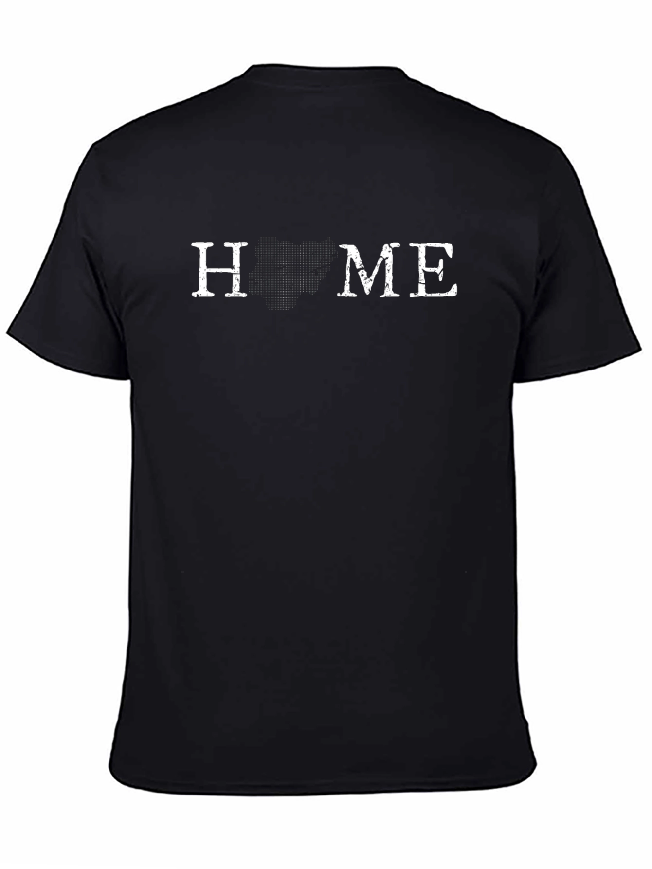 Home T-Shirt - Distressed Letter Print Crew Neck Tee