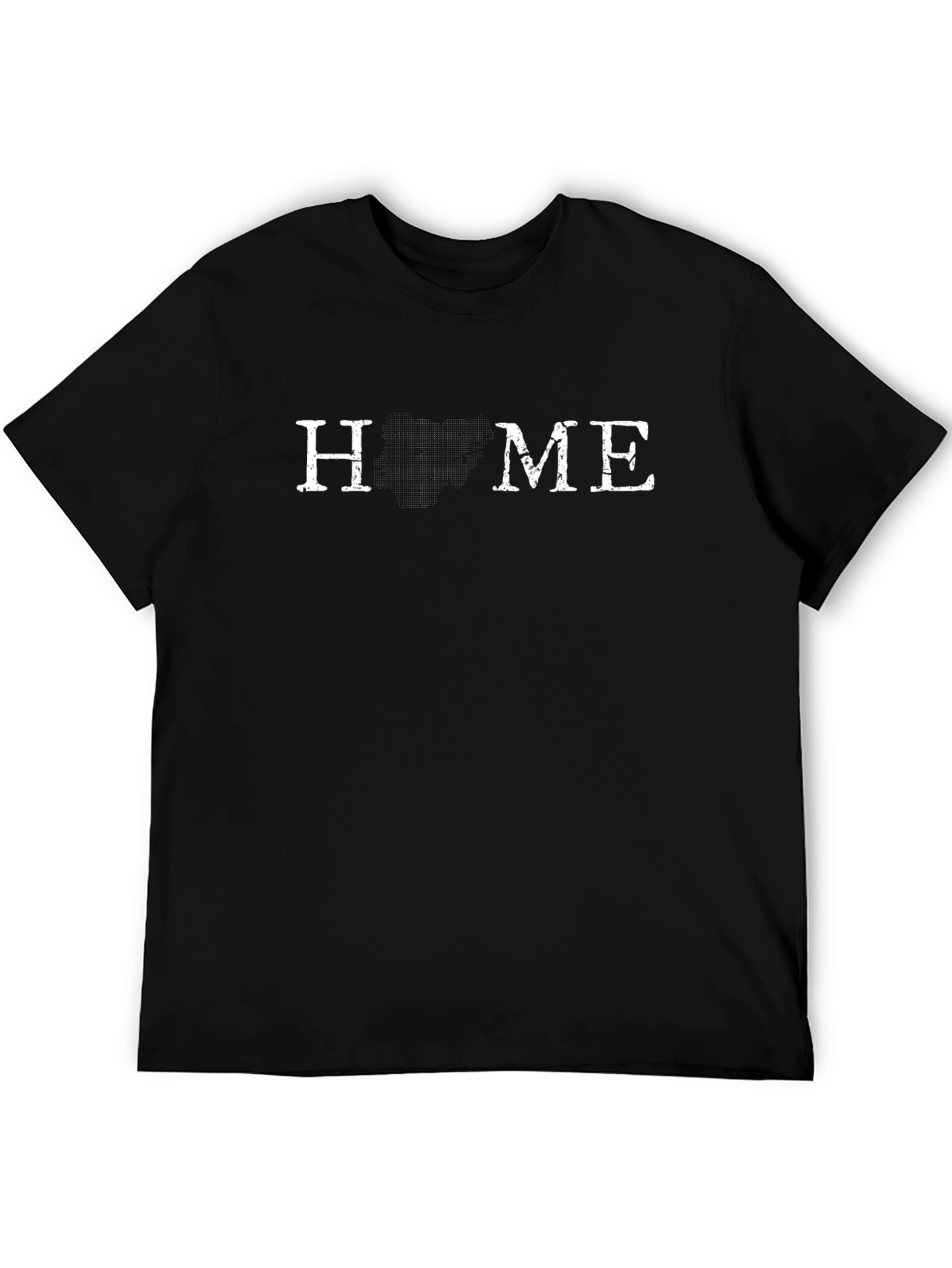 Home T-Shirt - Distressed Letter Print Crew Neck Tee